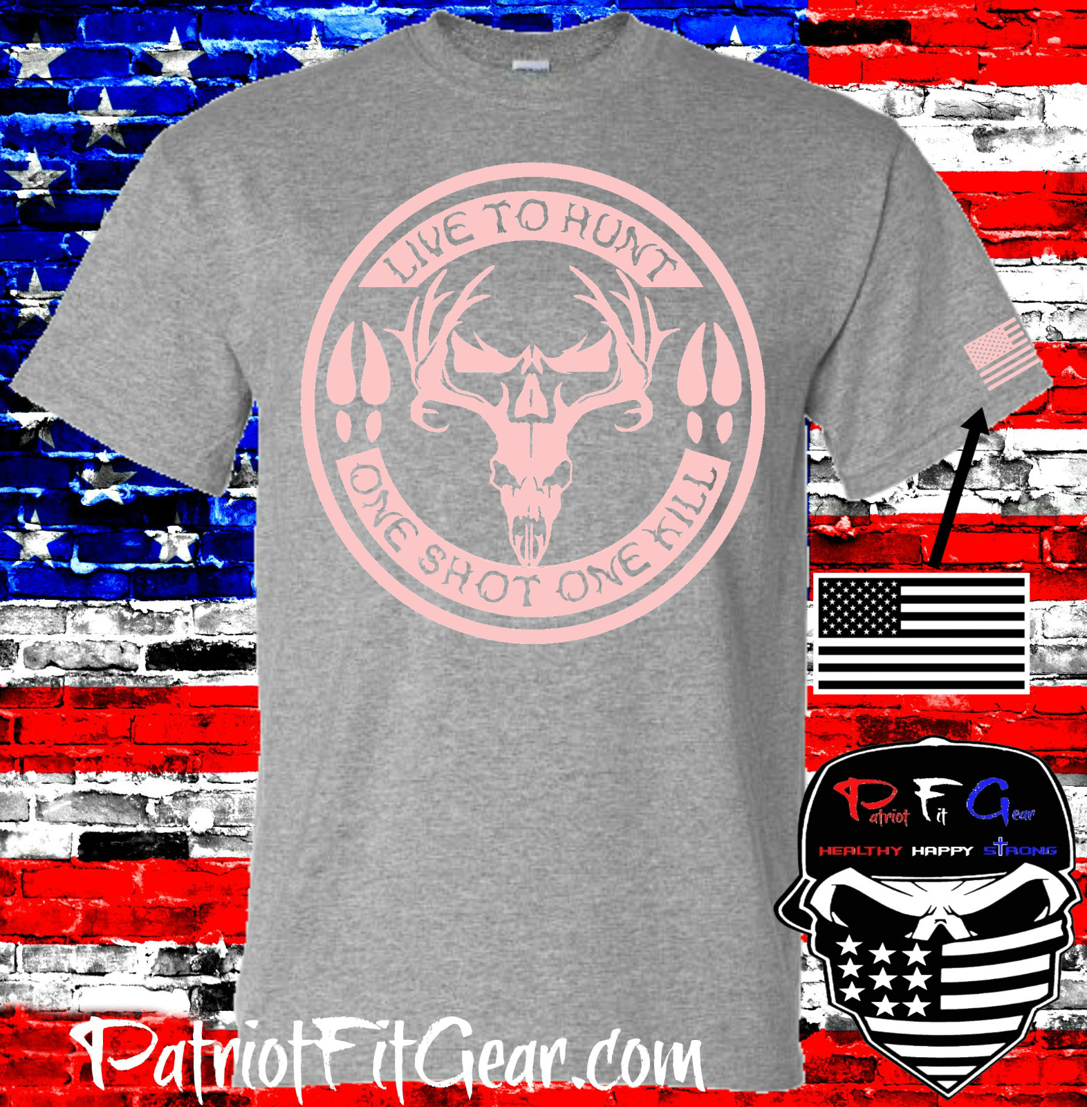 t-shirt, Hunting, Deer Hunting, One Shot One Kill, Buck Skull, Bow Hunting