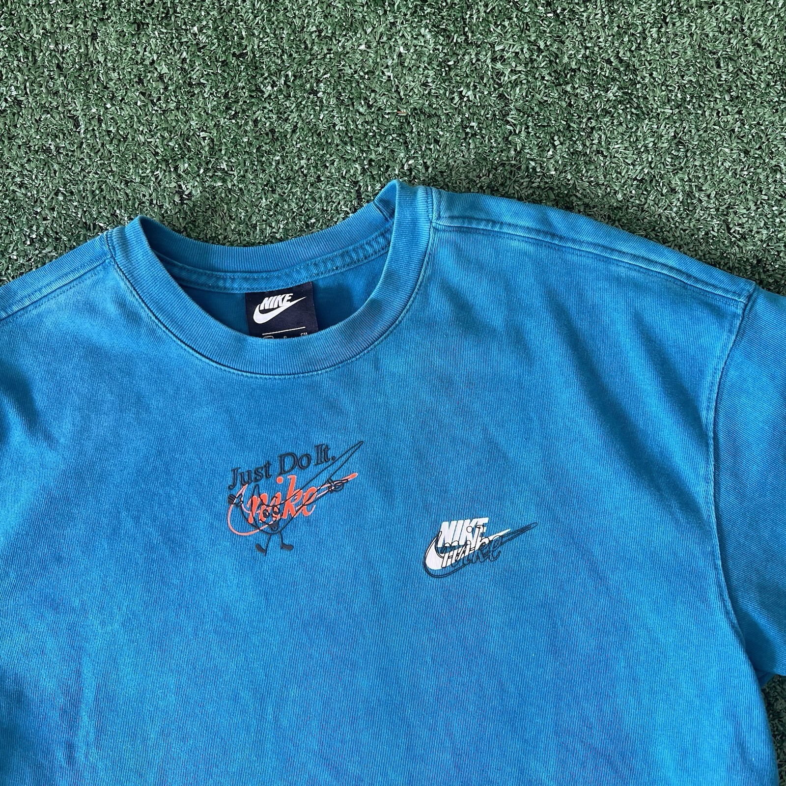 Nike Vintage 1994 Turquoise Wash Drip Tee Loose JDI Graphic S Retro Streetwear