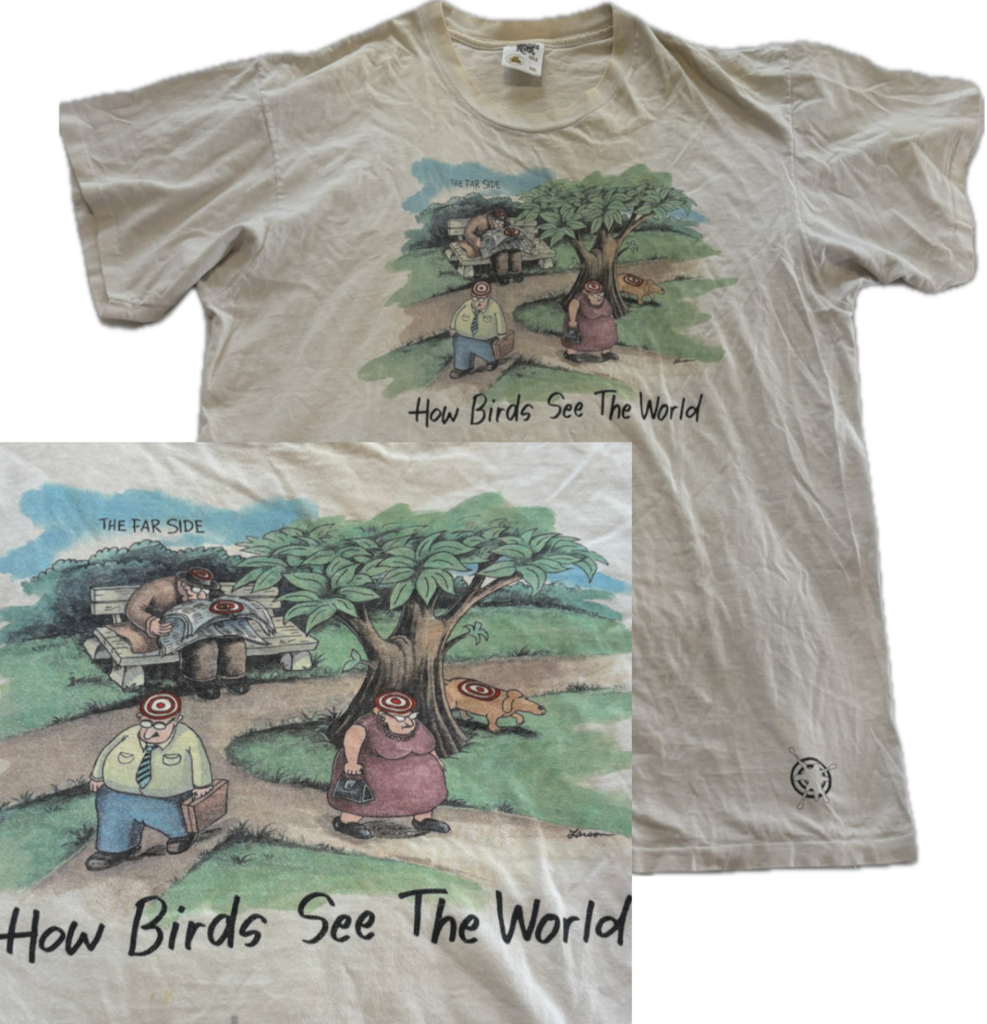 VTG Far Side Comic Shirt Birds Gary Larsen Funny Graphic Tee Single Stitch XXL