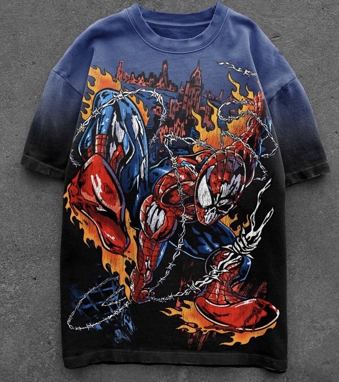 WARREN LOTAS Comic Book Web Guy Spider-Man Tee T-Shirt Large New