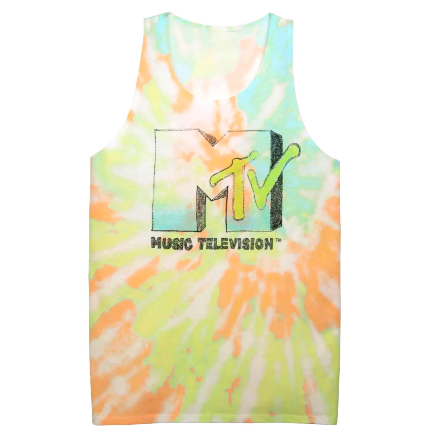 MTV Men&rsquo;s Sleeveless Graphic Tank Top Tee (Tie-Dye, X-Large, XL)