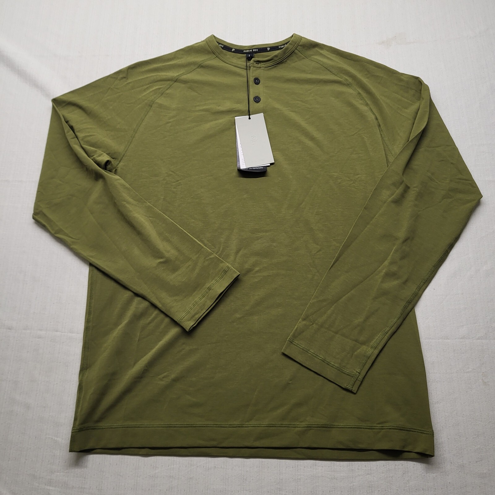 Public Rec Mens Henley Shirt Go To Large Slim Green Performance Academia Preppy