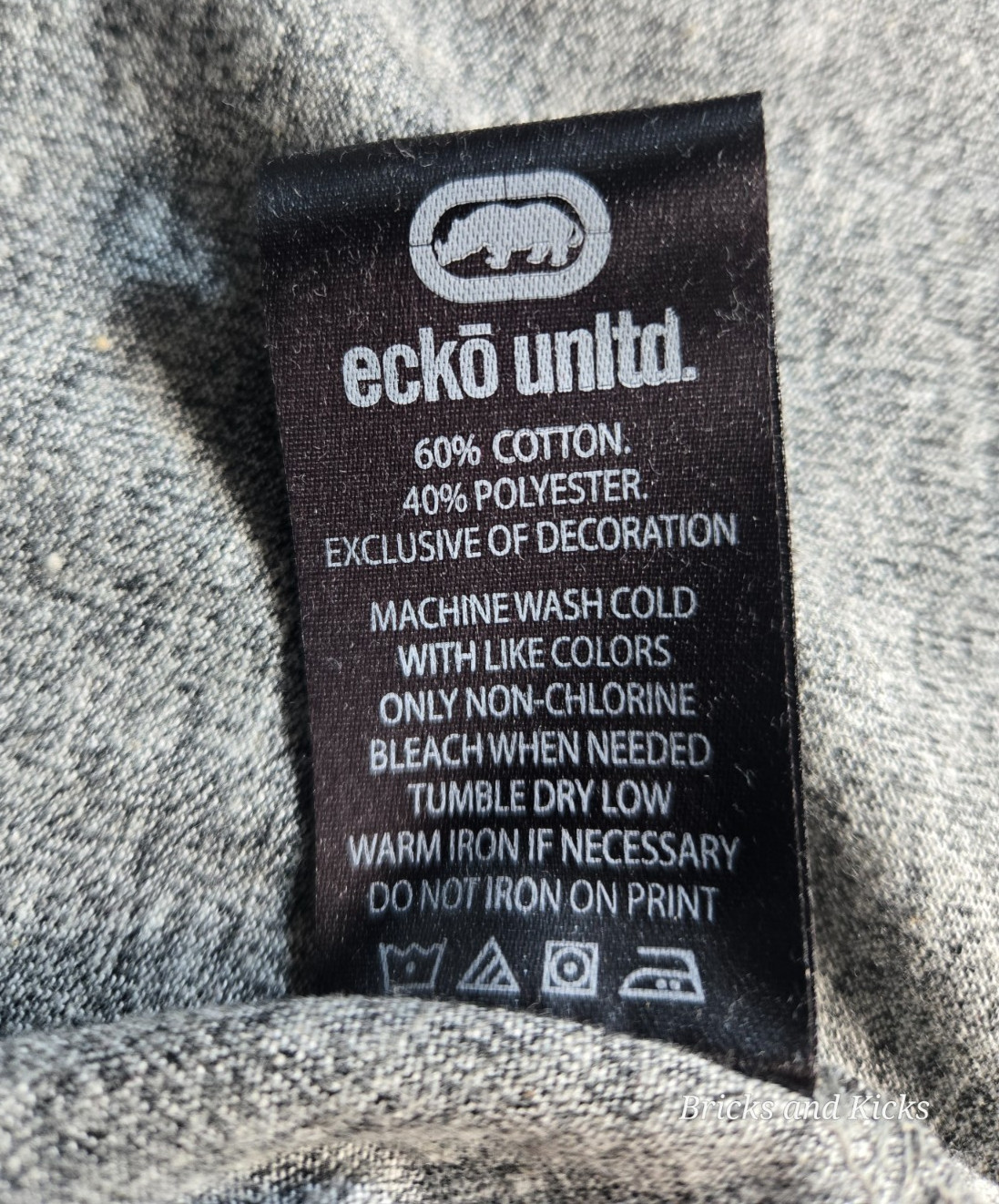 Ecko Unltd Men&rsquo;s Crewneck Grey Marled Logo T-Shirt Sizes M, XL, 2XL, 3XL