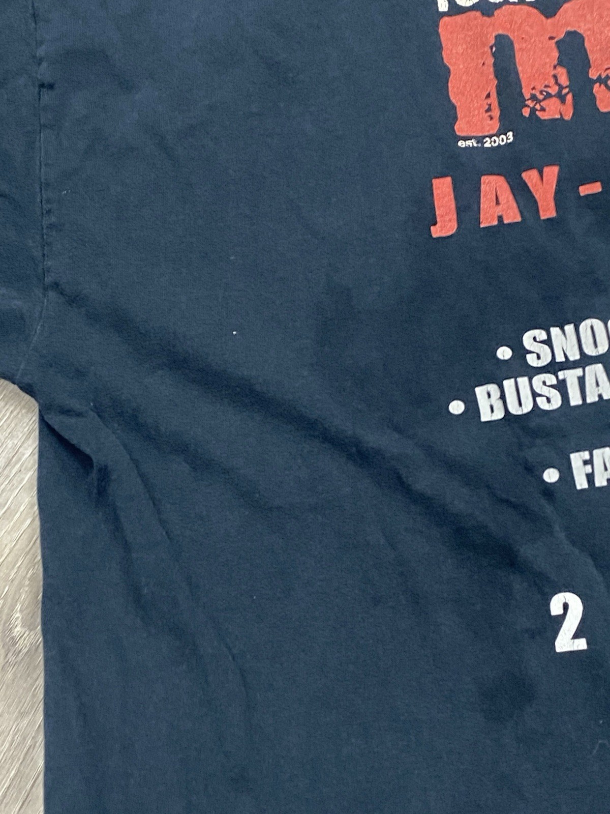 SEE PHOTOS Vintage Jay Z 50 Cent Rap Tee Shirt Rock The Mic Tour 2003 Size XL