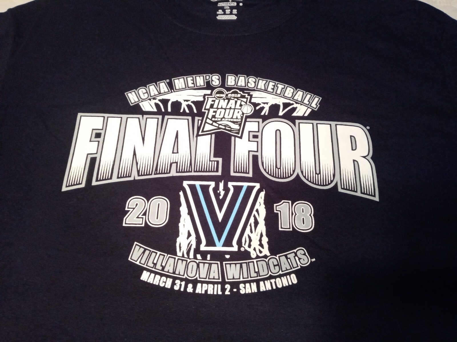 New Villanova Wildcats Basketball 2018 NCAA Final 4 Champion T-Shirt – Large