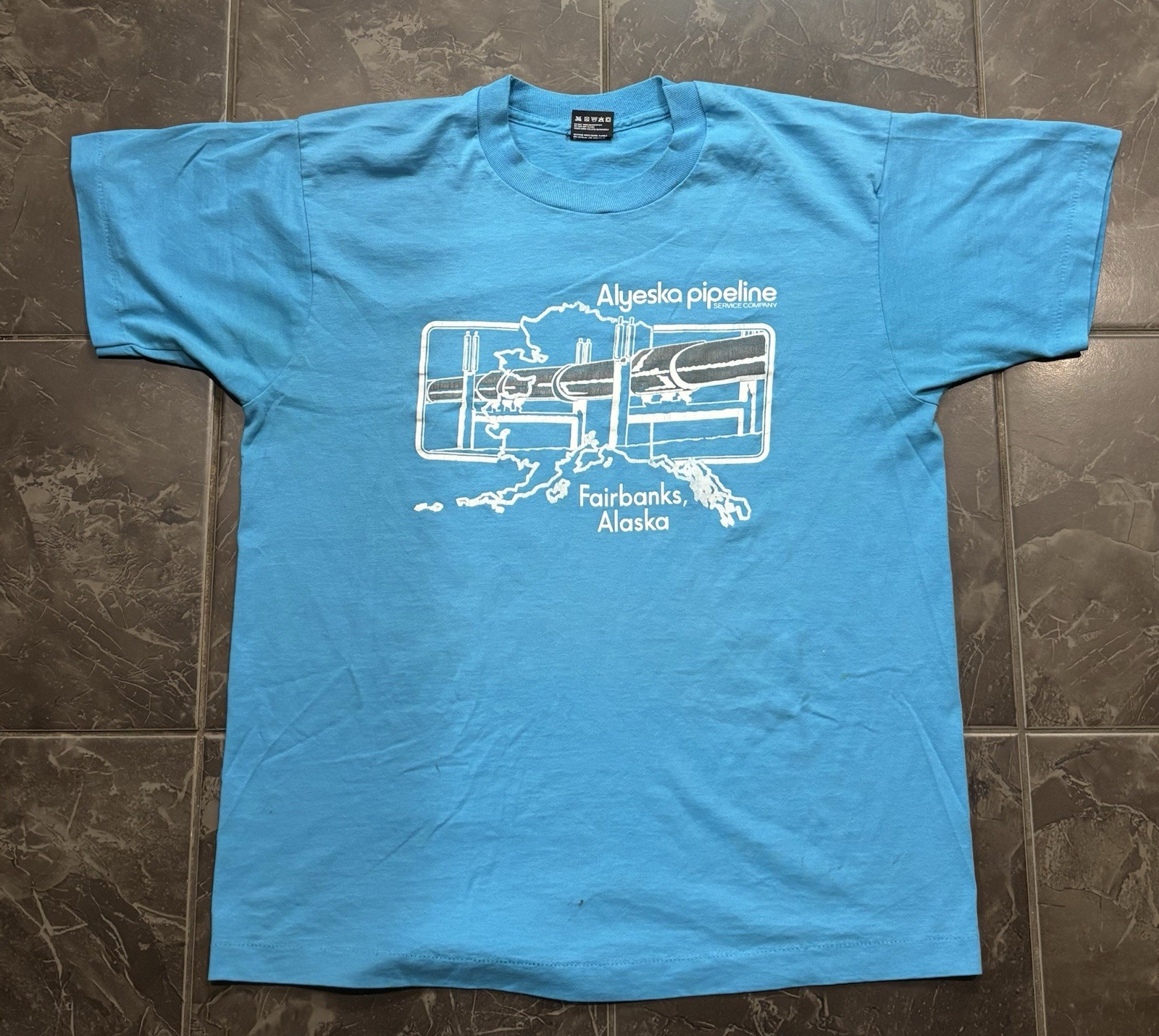 Vintage Alyeska Pipeline Service Company Fairbanks Alaska Shirt Men Size L 90s