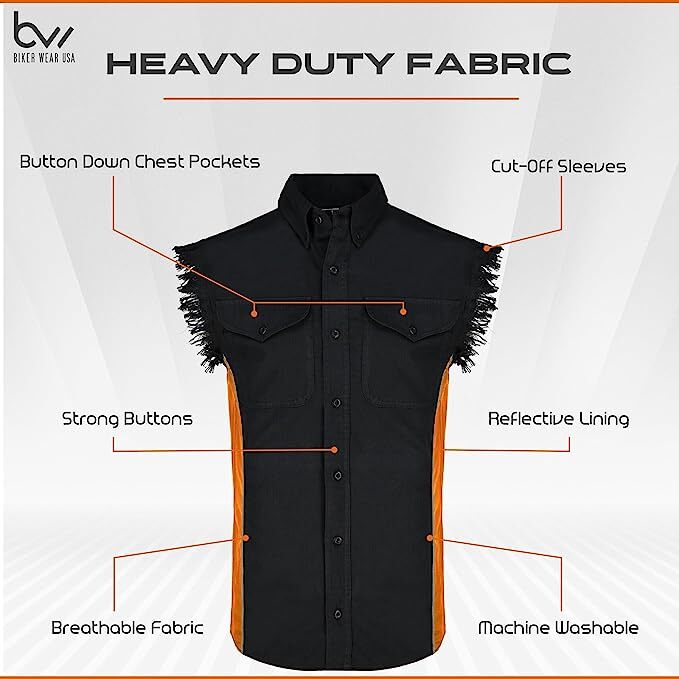 MEN&rsquo;S SLEEVELESS DENIM SHIRTS – 2-TONE – WITH VERTICAL REFLECTIVE SAFETY LINING