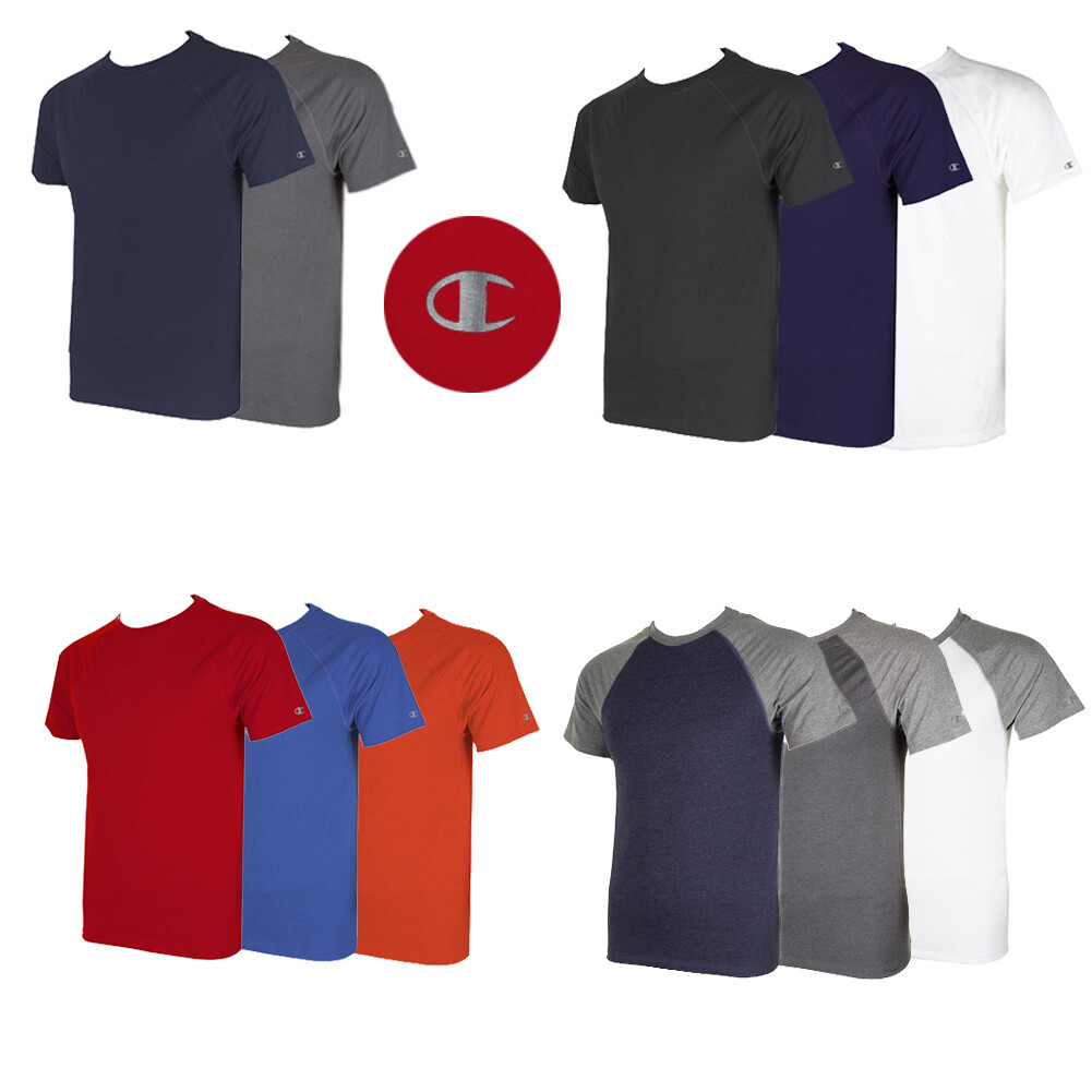 Champion Men&rsquo;s Short Raglan Sleeve Crew Neck Athletic T-Shirt
