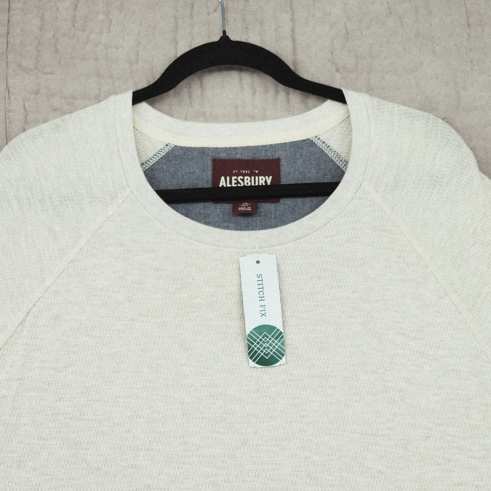 Alesbury Thermal Shirt XXL Tall Men Cream Pilsen Waffle Knit Cotton Crew NEW