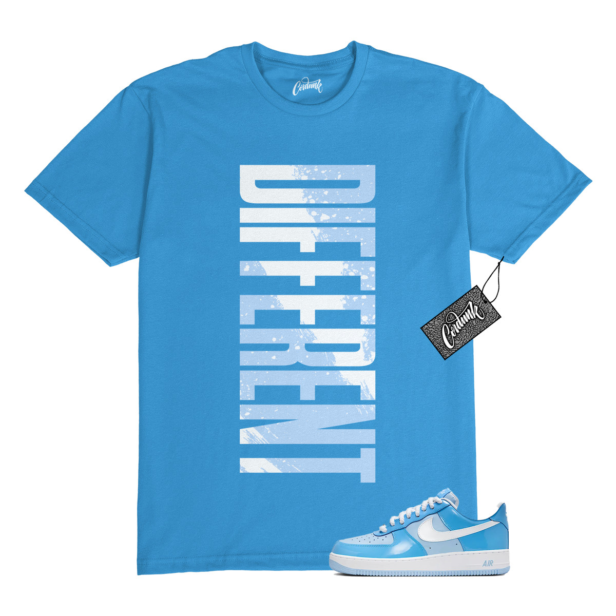Air Force 1 Psychic Blue University Patent White LV8 T Shirt to Match DFRNT