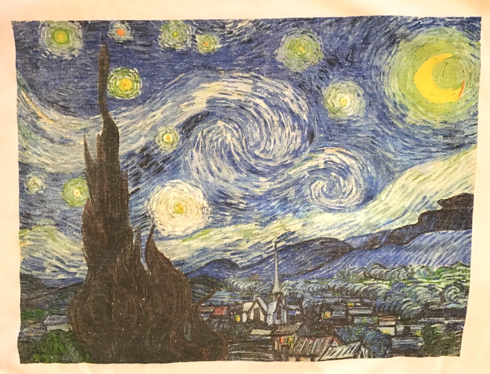 Starry Starry Night Vincent Van Gogh T-Shirt, White, Size Medium