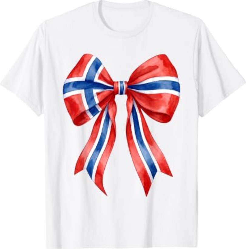Norway Flag Coquette Bow Cute Norwegian Girl T-Shirt