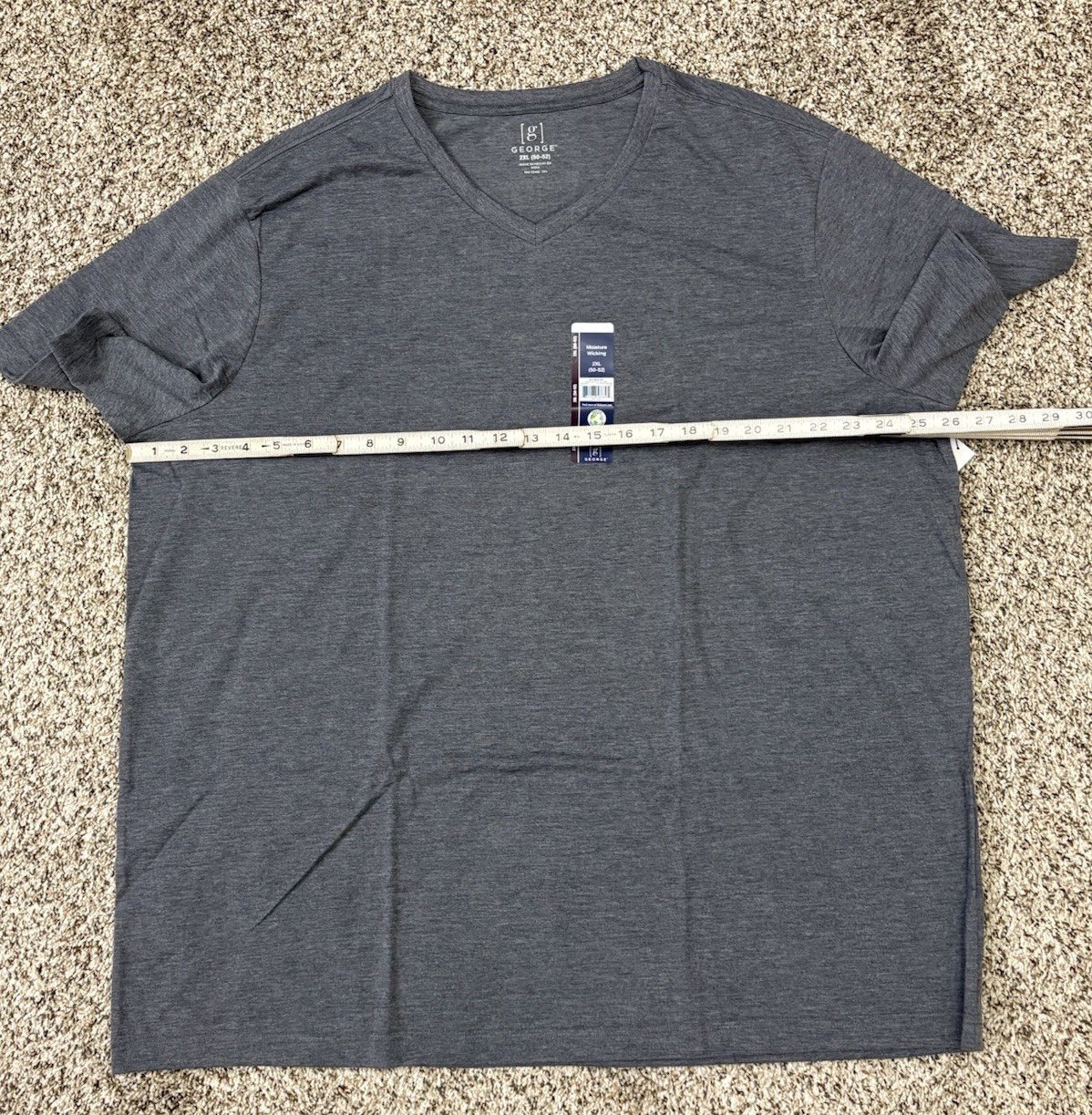 New George 3-PACK Men’s V-Neck T-shirt Tee Moisture Wicking Size 50-52 2XL (G5)
