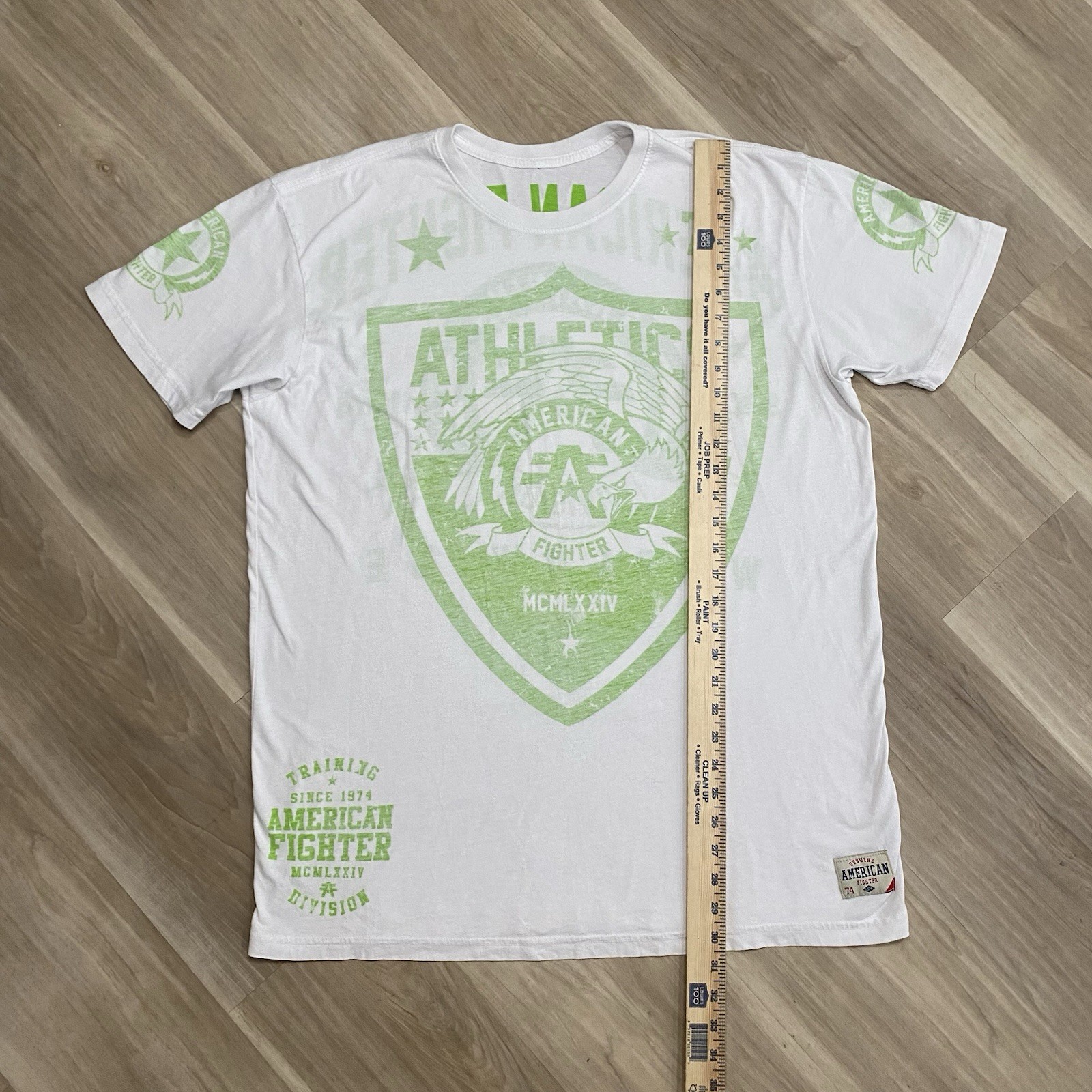 American Fighter Shirt Mens XXL White Lime Green Athletics Graphic Tee MMA