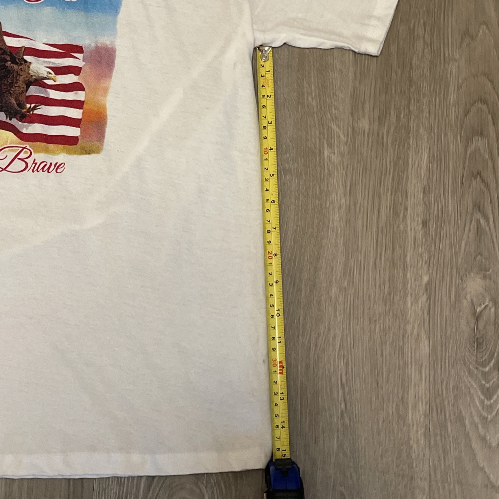 LARGE Land of the Free Home of the Brave USA American Flag Eagle TeeShirt Cotton