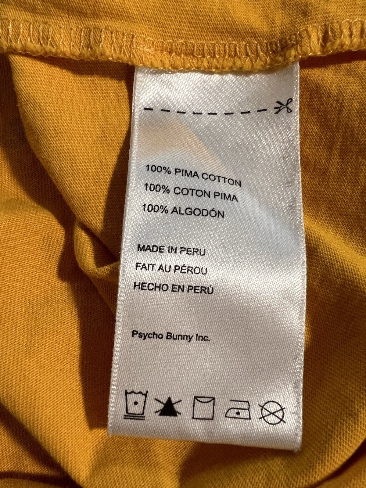 Psycho Bunny Men&rsquo;s Lyons Flocking Graphic Tee Saffron Shirt Size 4 Pima Cotton