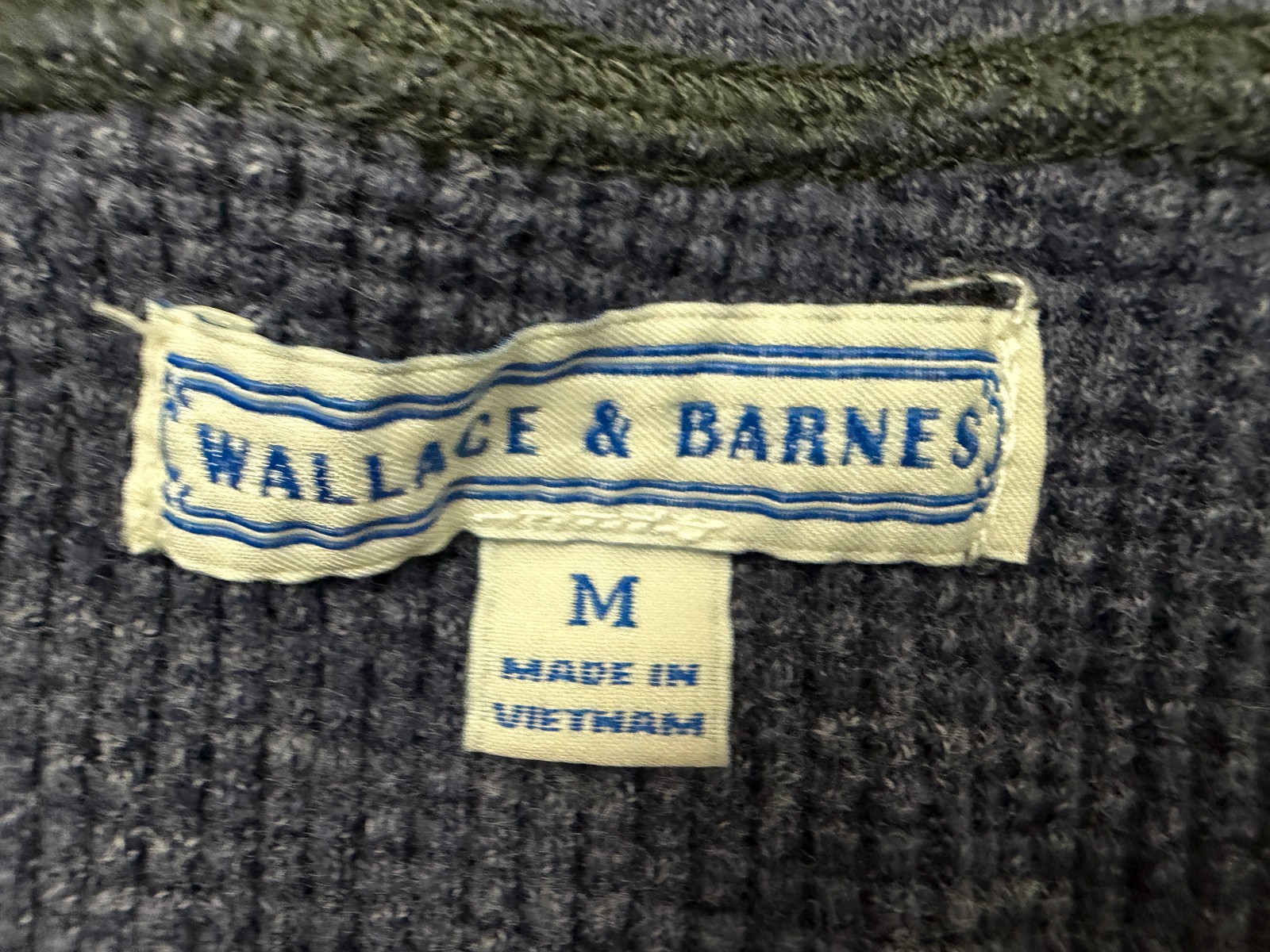 Wallace Barnes Shirt Men Medium Waffle-Knit Henley Thermal Minimal Heather Navy