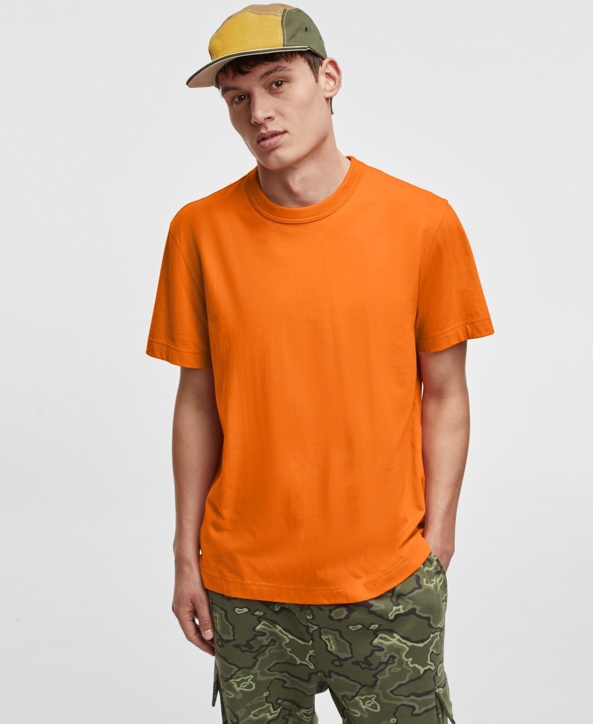 Mode of One Men&rsquo;s T-Shirt Voltage Orange Size Small Regular-Fit Cotton Crewneck