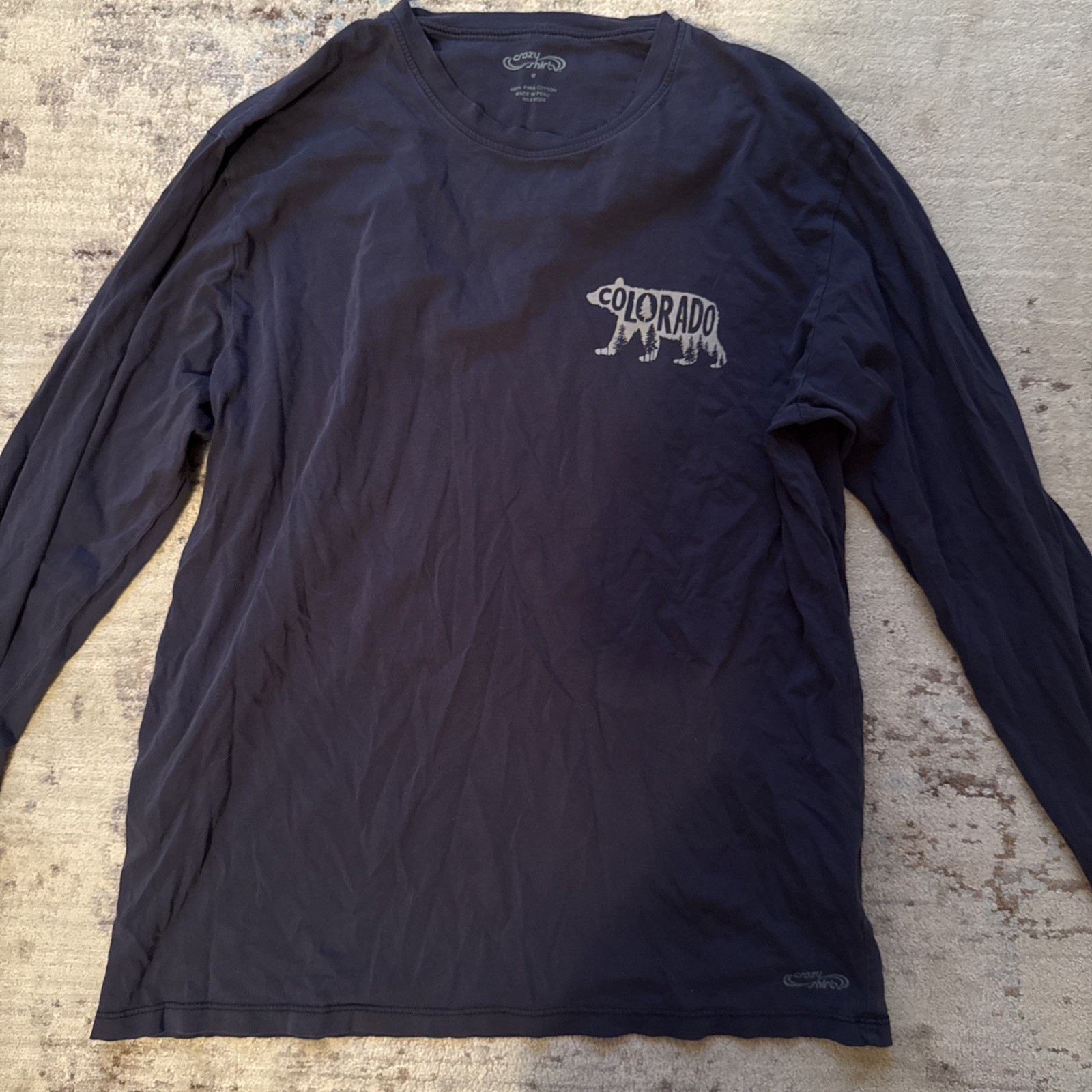 Crazy Shirts Medium Blue Pullover T Shirt Colorado Graphic Pima Cotton