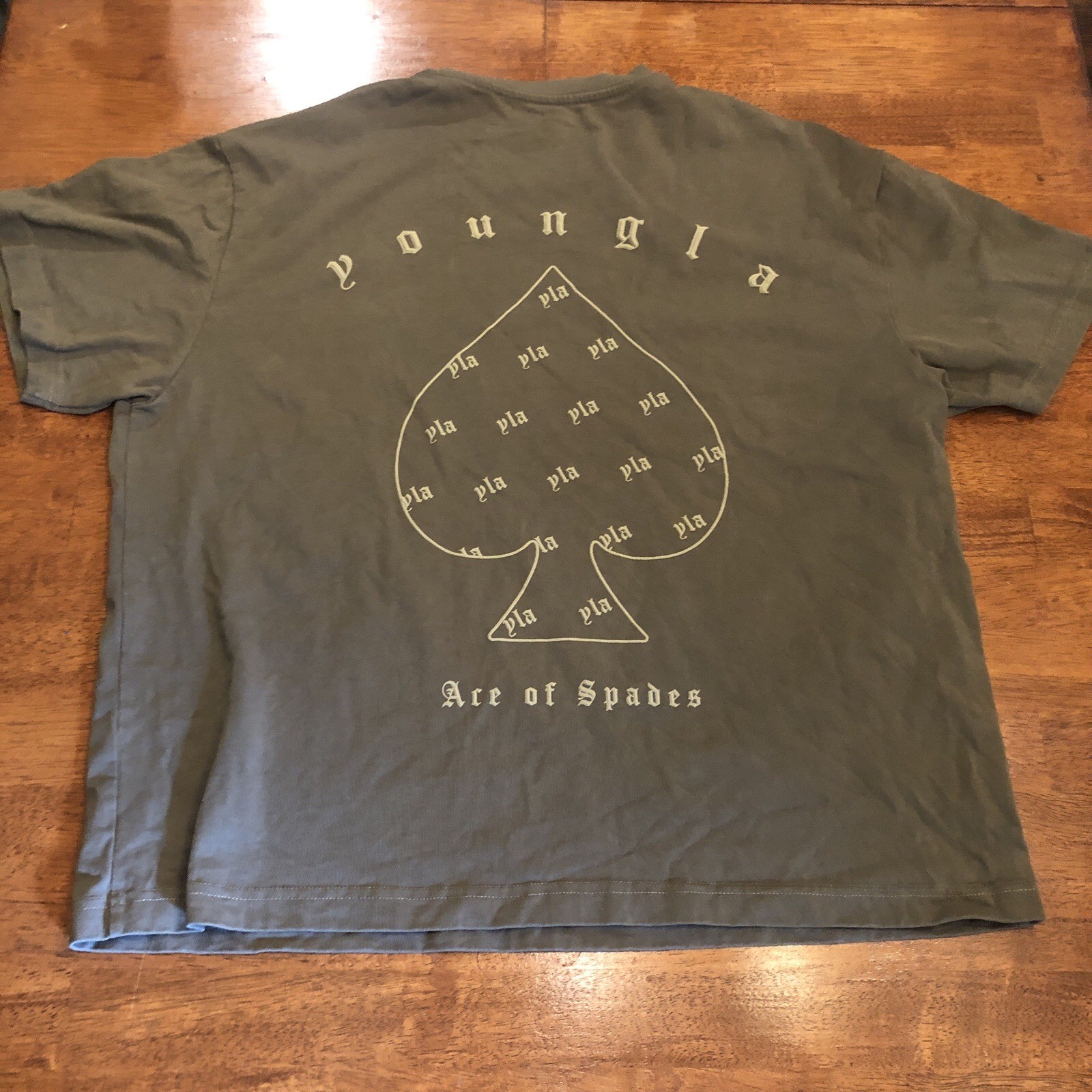 YoungLA Mens Oversized Gym T-Shirt Mens Large Brown Cotton Logo