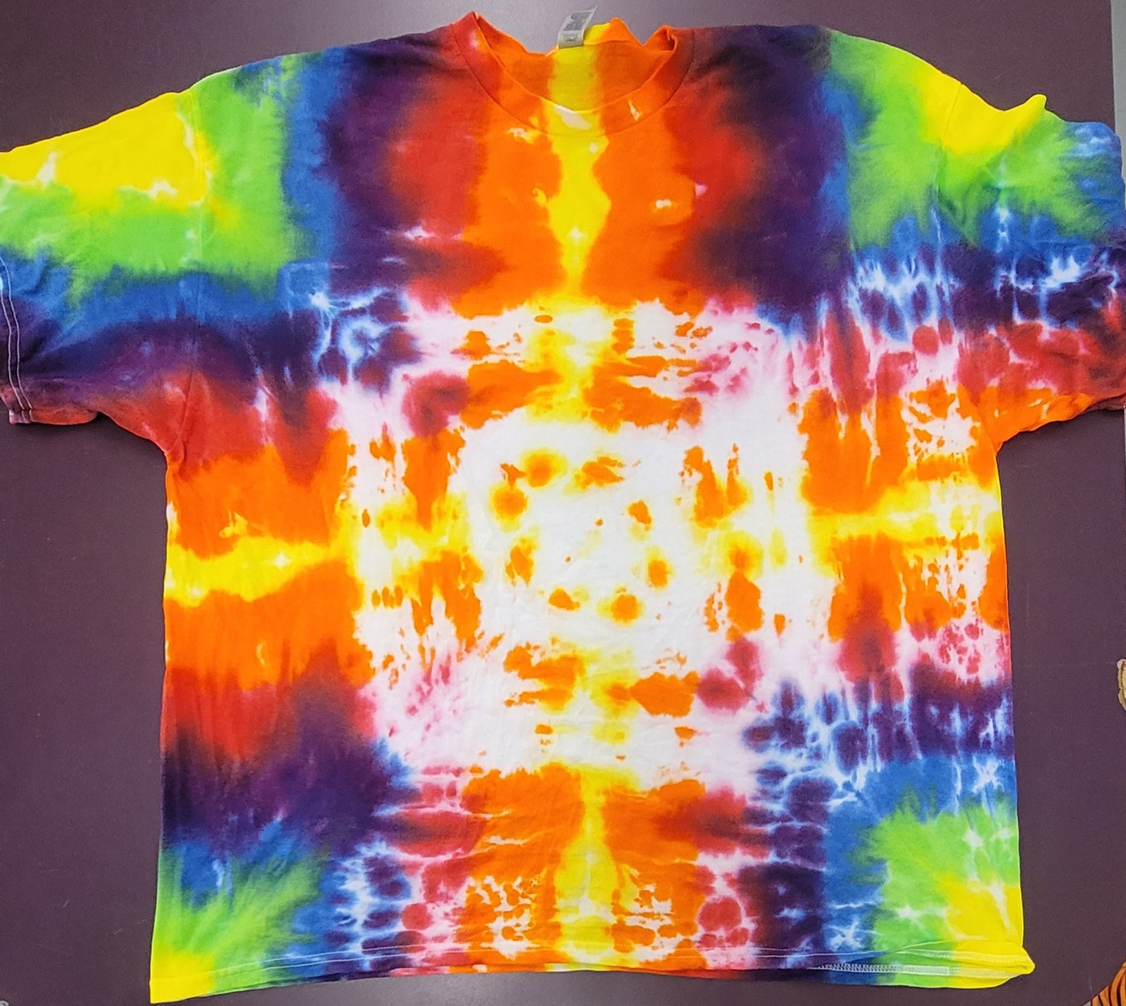 Hand Dyed Tie Dye T-shirt 2XL Unique Colorful Tee, Retro, Festival Cotton Unique