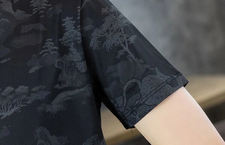 Men&rsquo;s Ice Silk Cooling T-Shirt Summer Print Casual Short Sleeve O-Neck Top