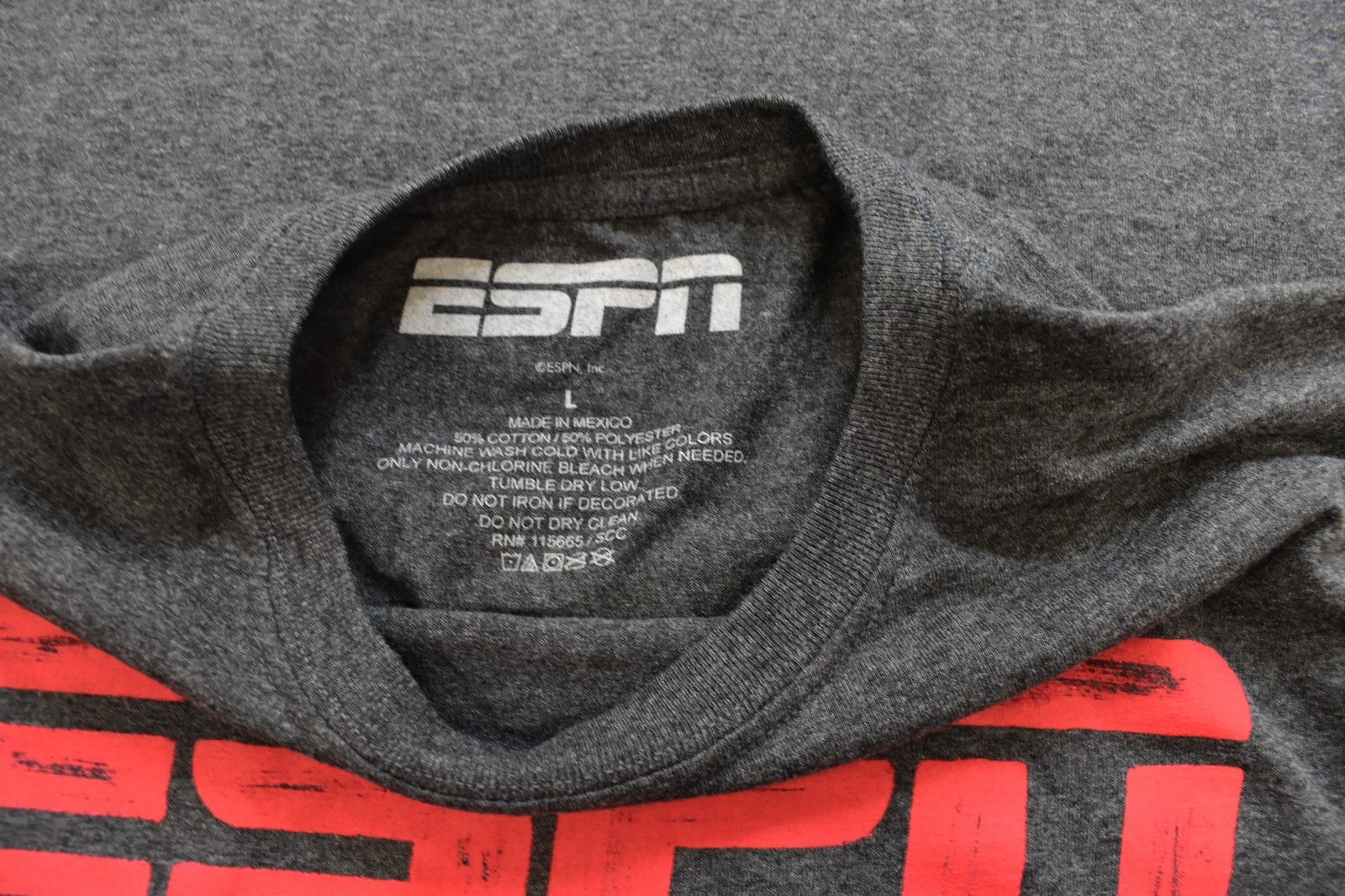 ESPN Mens ESPN Red Logo Charcoal Heather Shirt New S-2XL