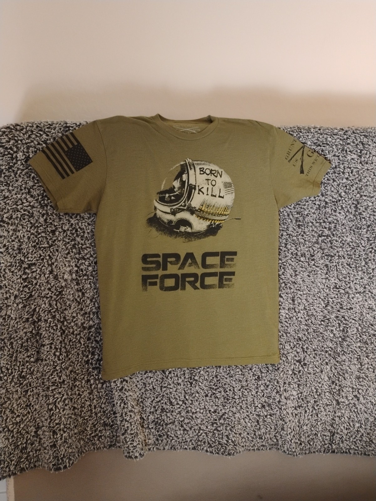 Space Force T Shirt Mens Large L Grunt Style Born To Kill Military Olive Green