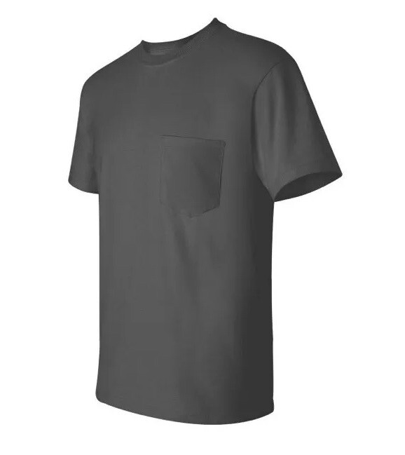 Gildan G2300 Ultra Cotton Charcoal Pocket T Shirt Size Medium