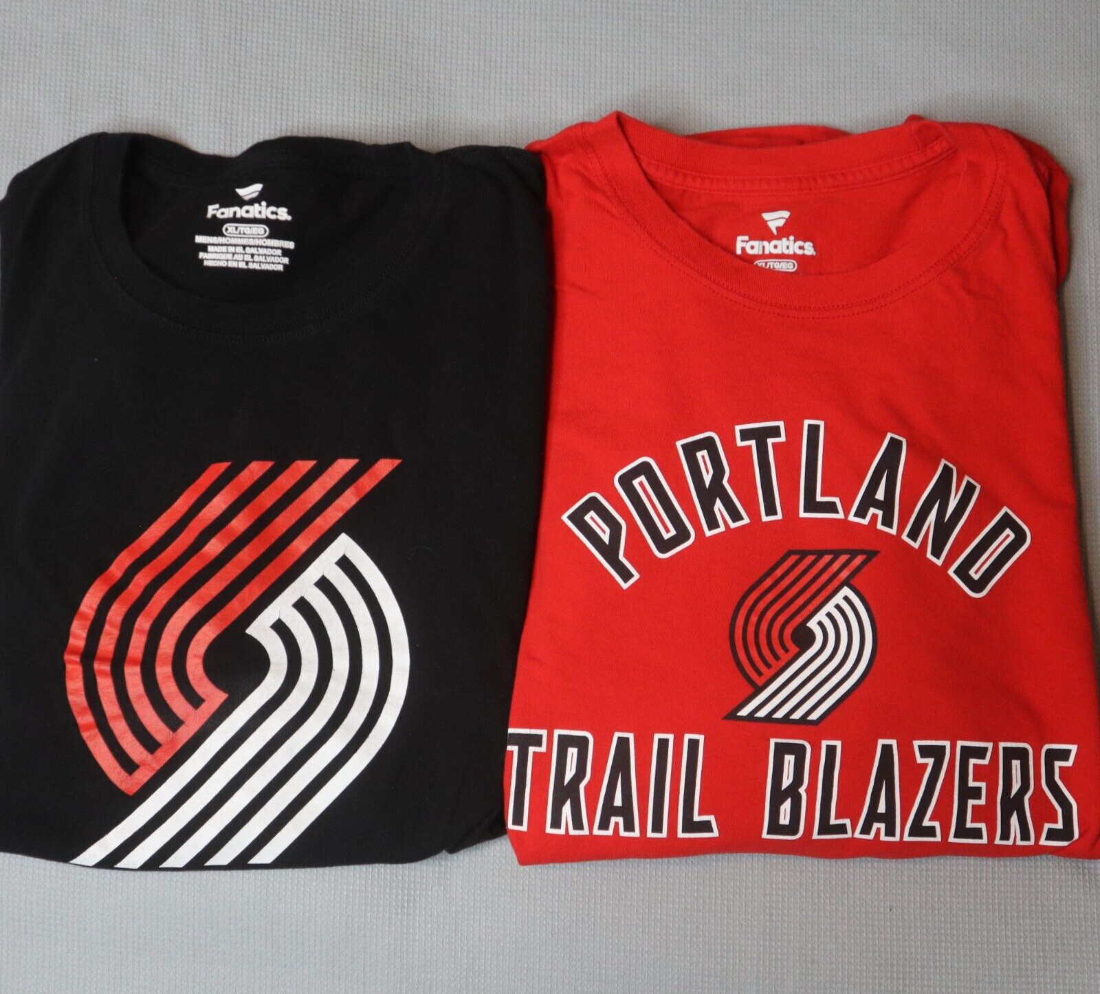 Portland Trail Blazers Fanatics T Shirt Mens XL LOT X2 LS Spellout+ Black SS NBA