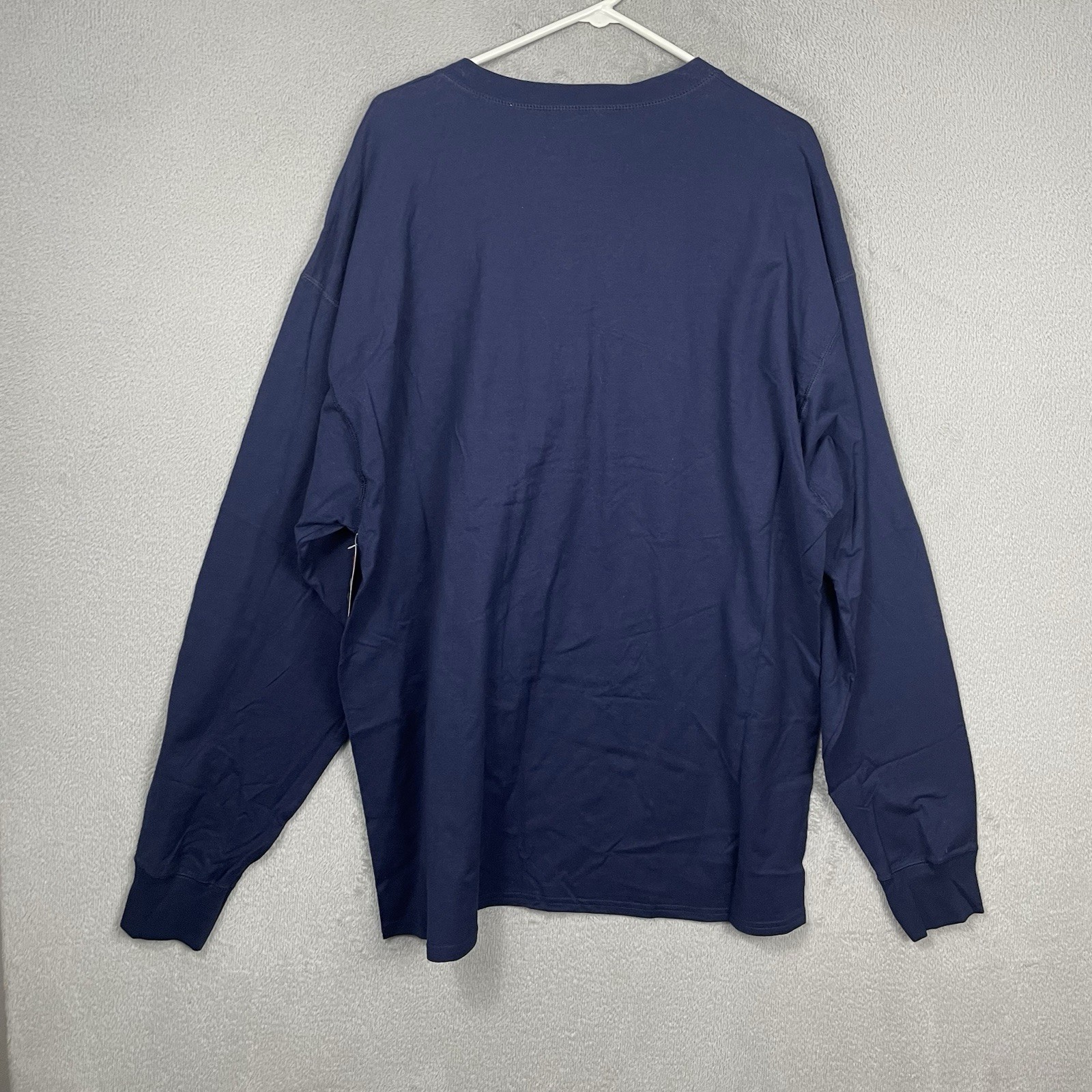 Hanes Henley Shirt Beefy Mens Size 2XL Blue 3 button Long Sleeve Cotton NWT