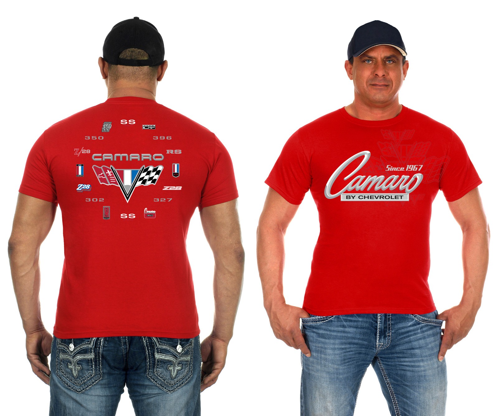 JH Design Men&rsquo;s Chevy Camaro Collage T-Shirt Short Sleeve Black Crew Neck Shirt