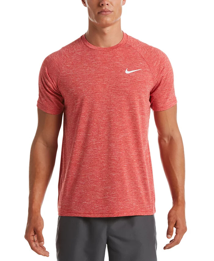 NWT NIKE MEN&rsquo;S HYDROGUARD Swim T-Shirt 40+ SPF Heather Red