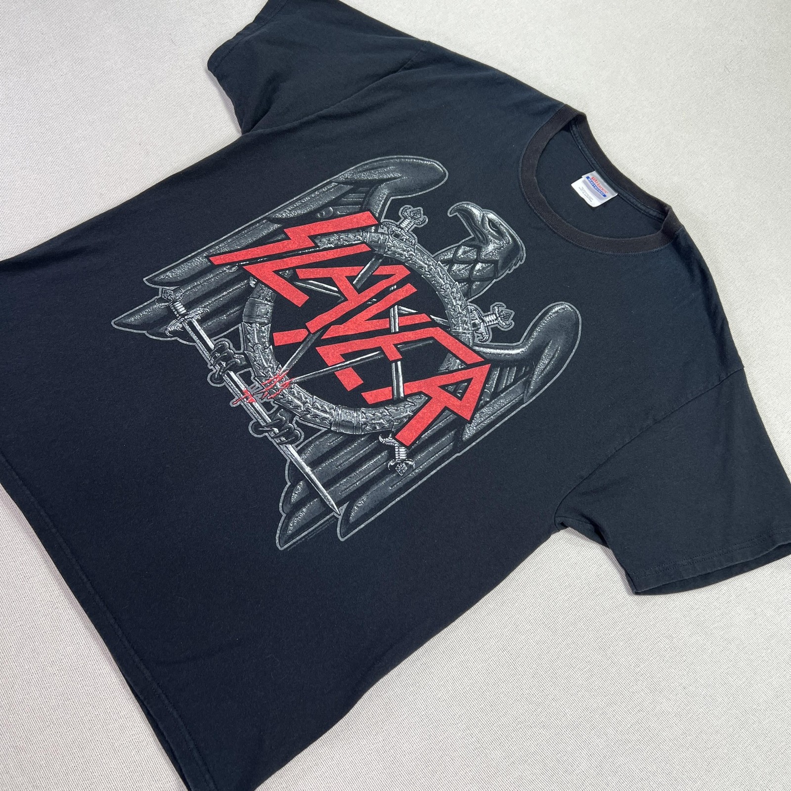 Slayer Shirt Mens XL Black Hanes Heavyweight 2010 Tour Band Tee Back Hit