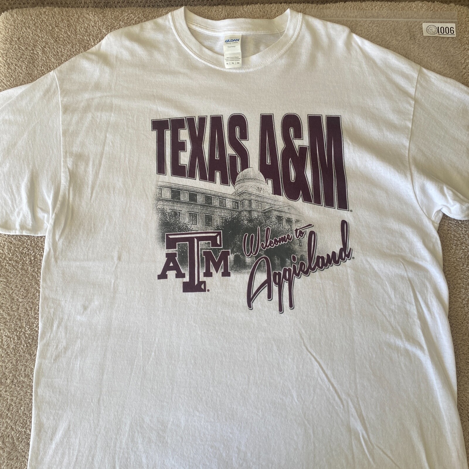 VINTAGE Texas A&M Uni Aggies Shirt Adult Extra Large White Aggieland 12th Man