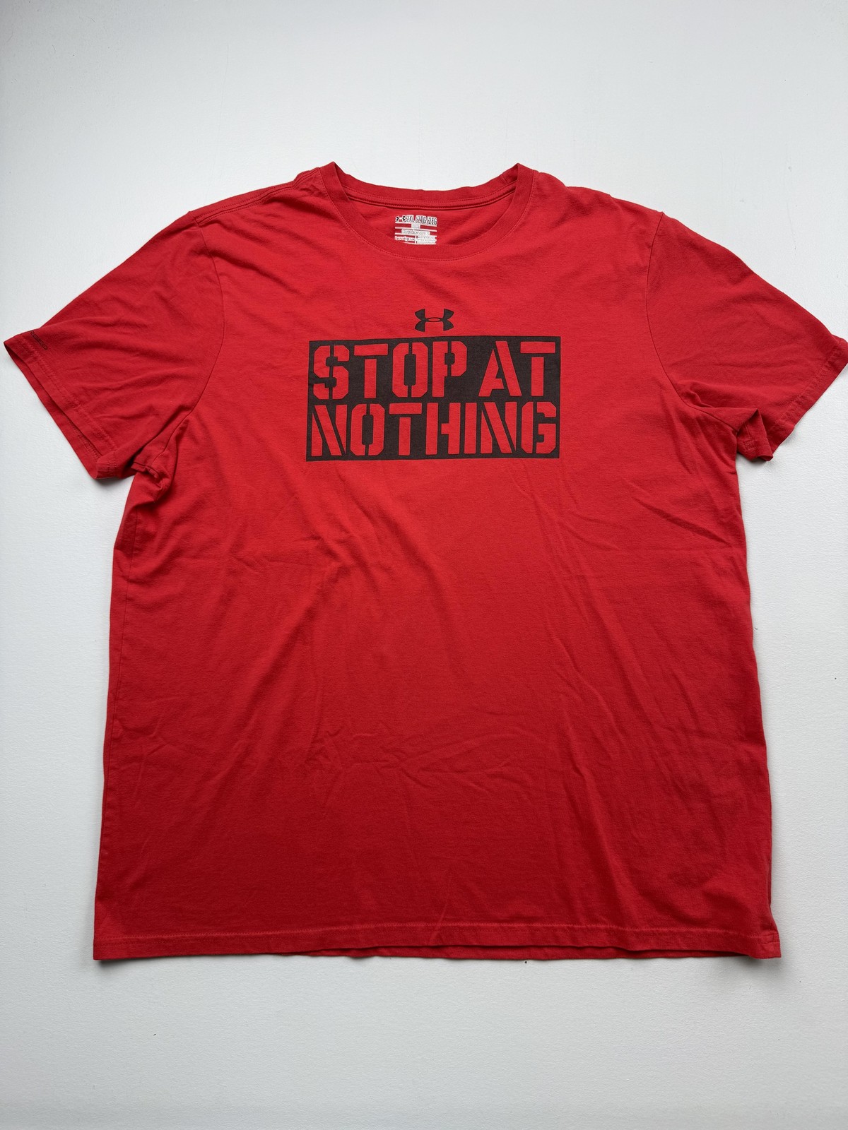 Under Armour Shirt Mens 2XL Red Stop At Nothing Graphic HeatGear Tee Top