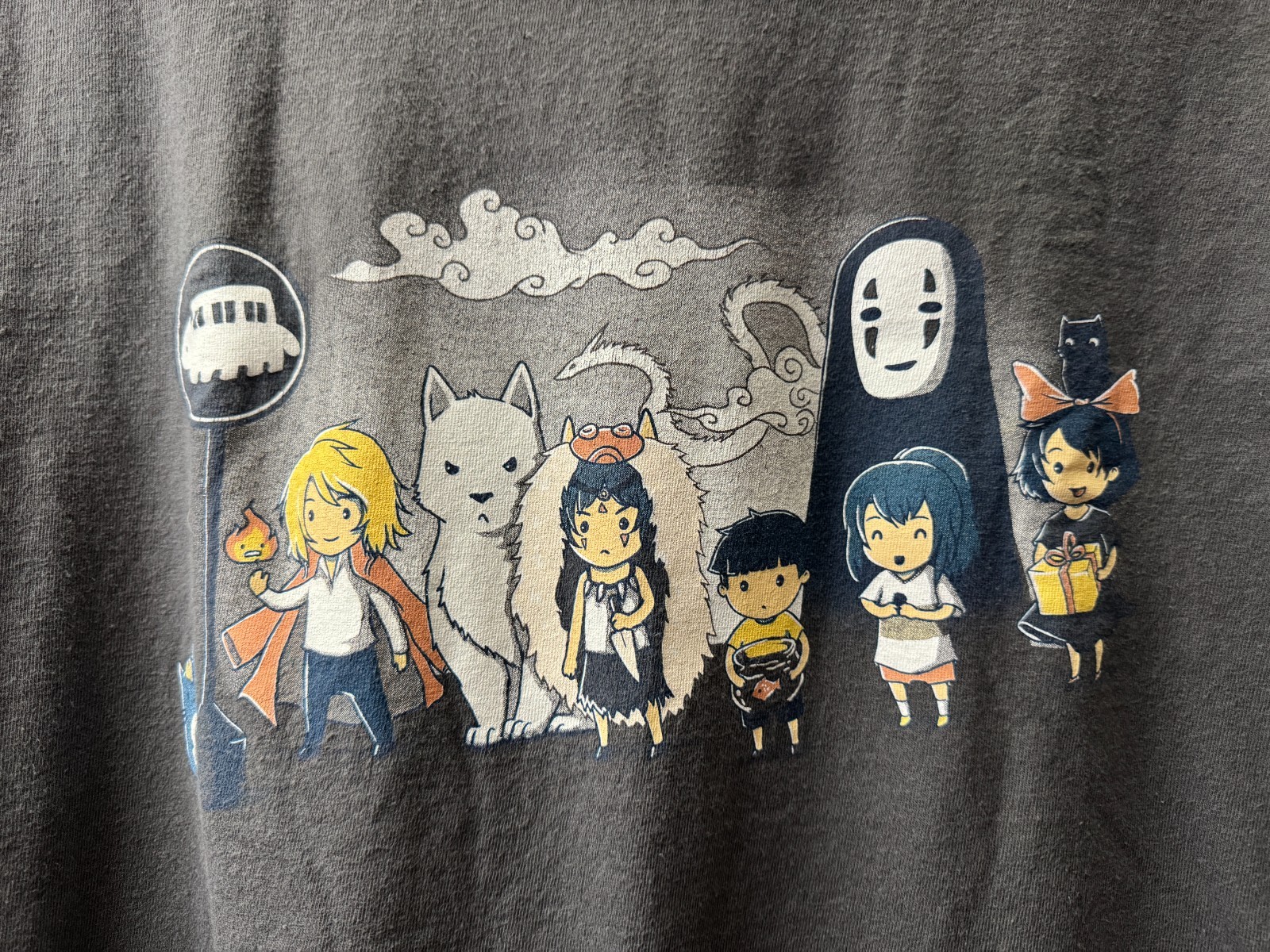 TeeFury Studio Ghibli Bus Stop T-Shirt XL Howl Totoro San No-Face Kiki Anime Tee