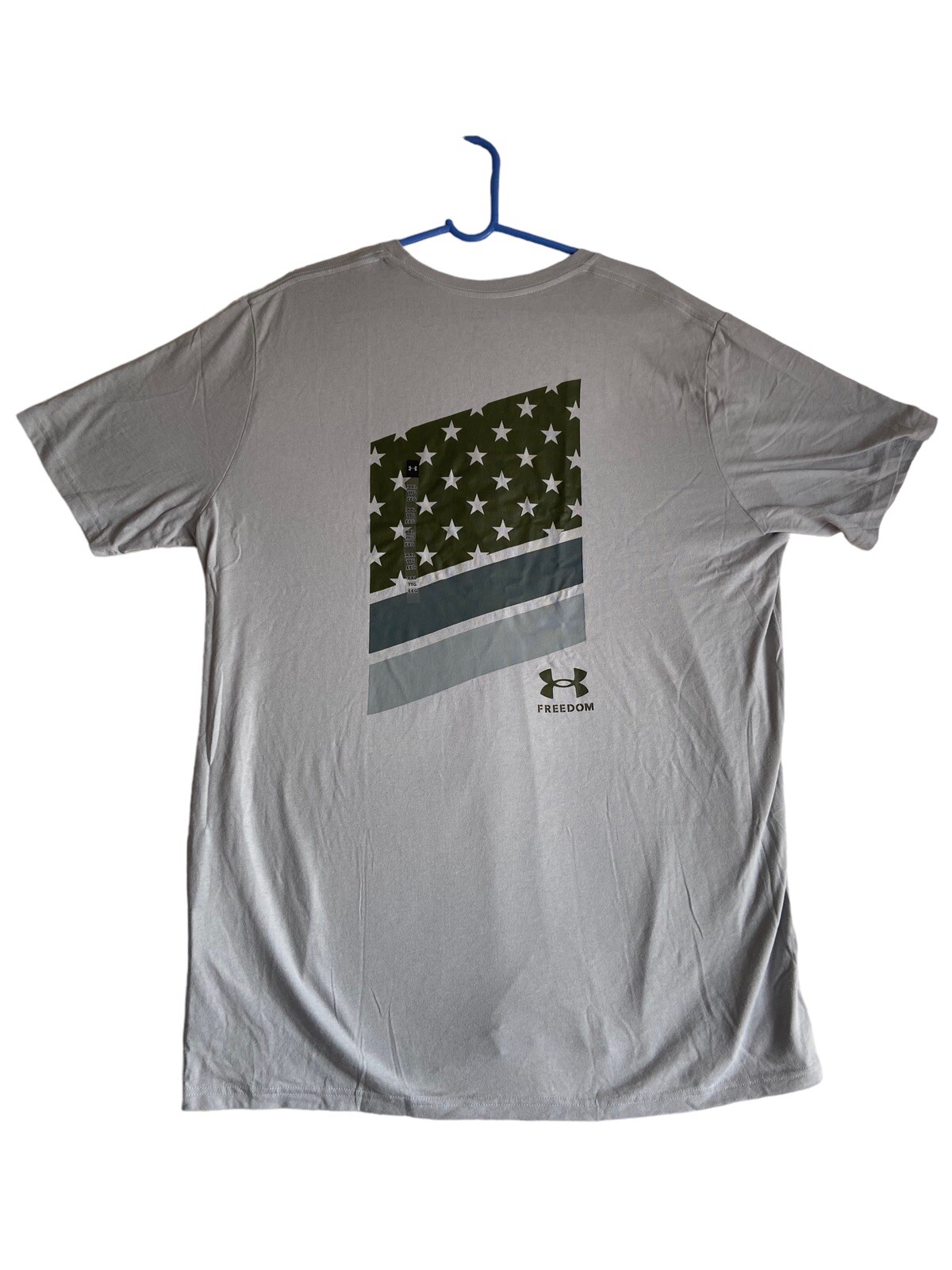 Mens 2XL Under Armour Freedom Flag Variation Loose Fit Gray T Shirt