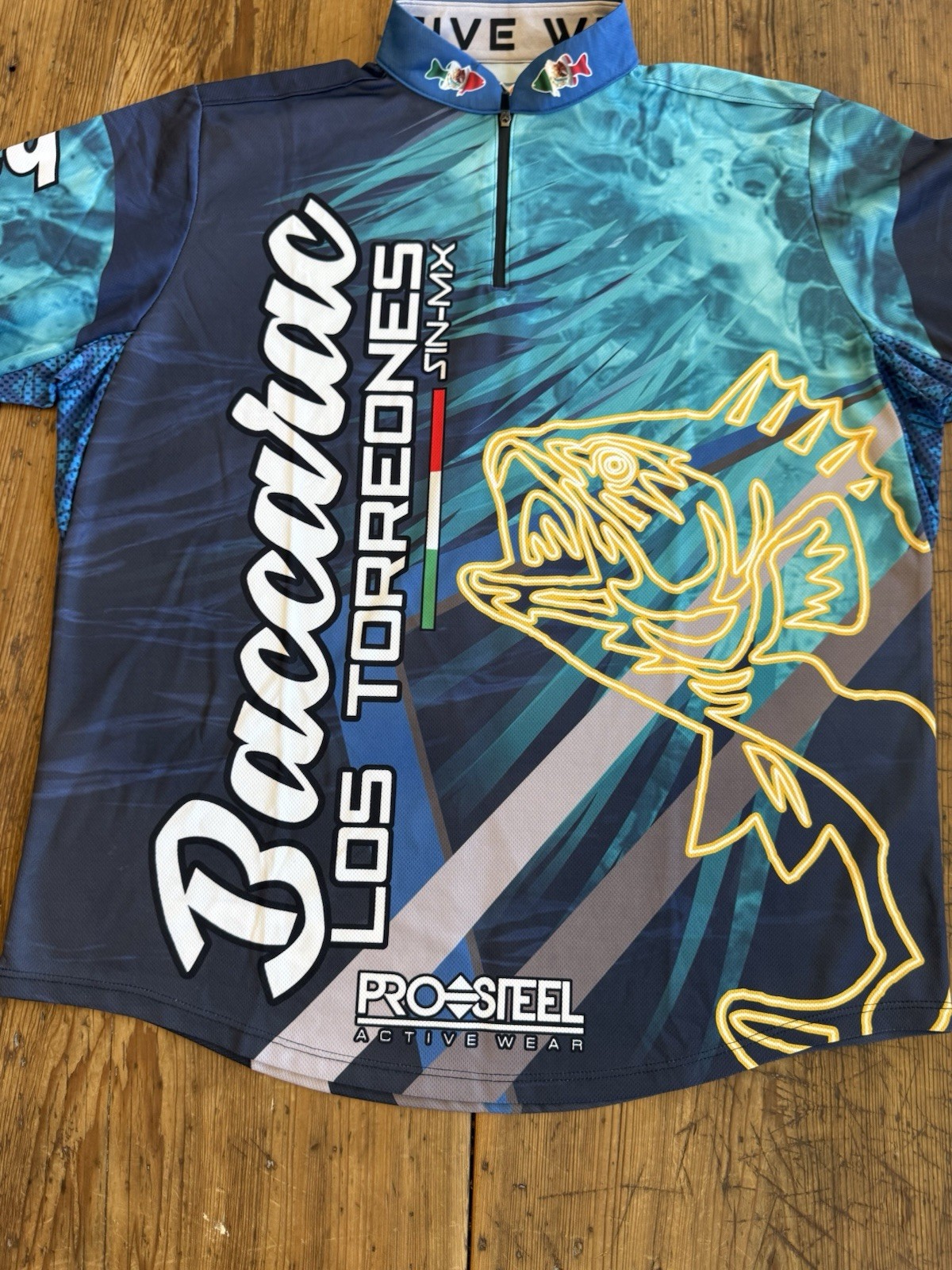 Pro Fishing Shirt 1/4 Zip Bacurato Los Torreones Mexico Pro Steel Active Wear