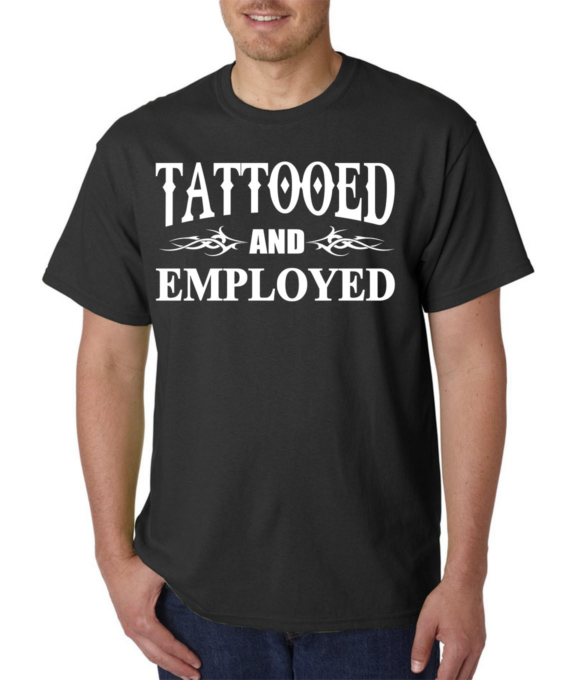 Tattooed And Employed T-Shirt -Funny Work Humor Body Art Free Speech College Tee