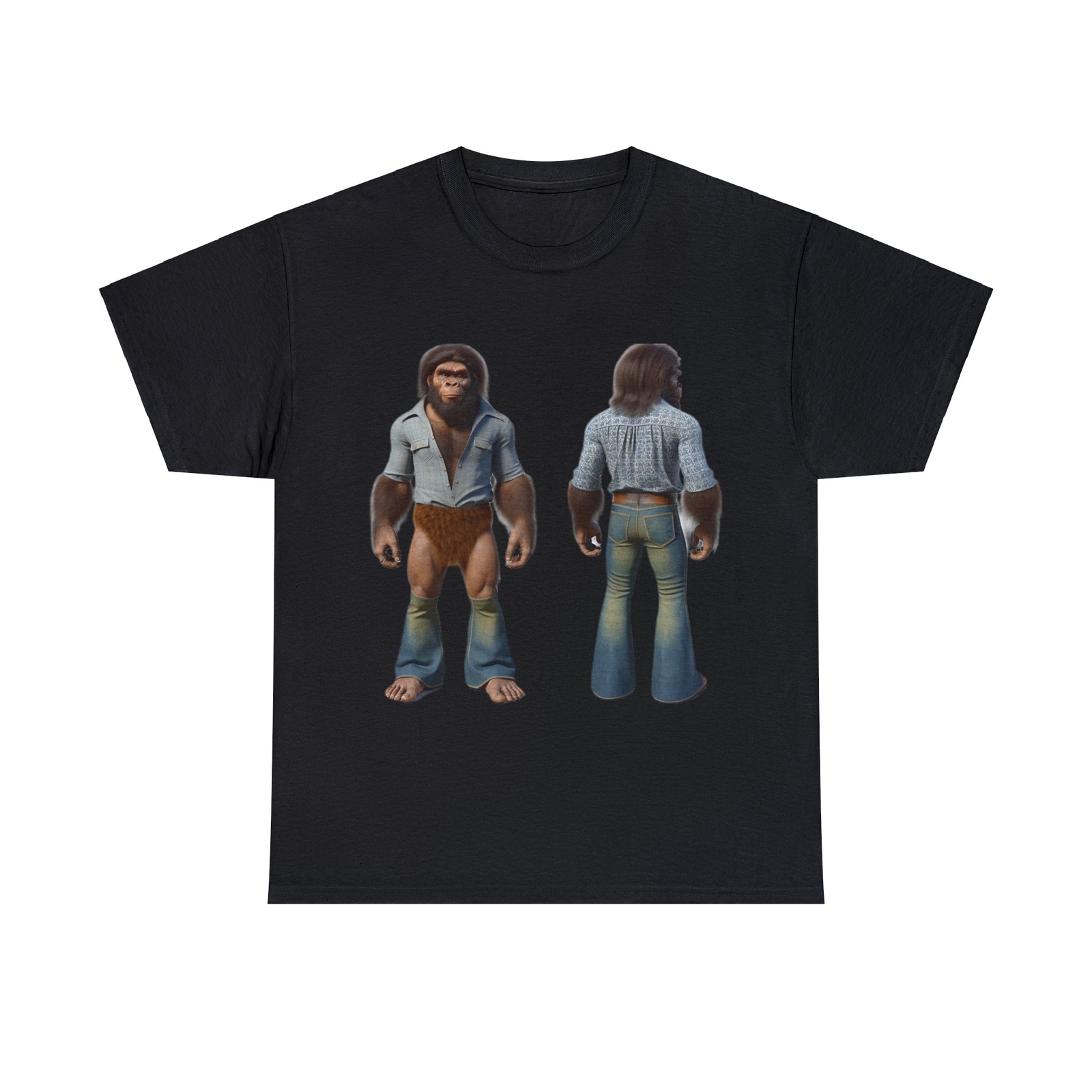 Unisex Adult T Shirt caveman platform shoes fitted button-up funny Neanderthal