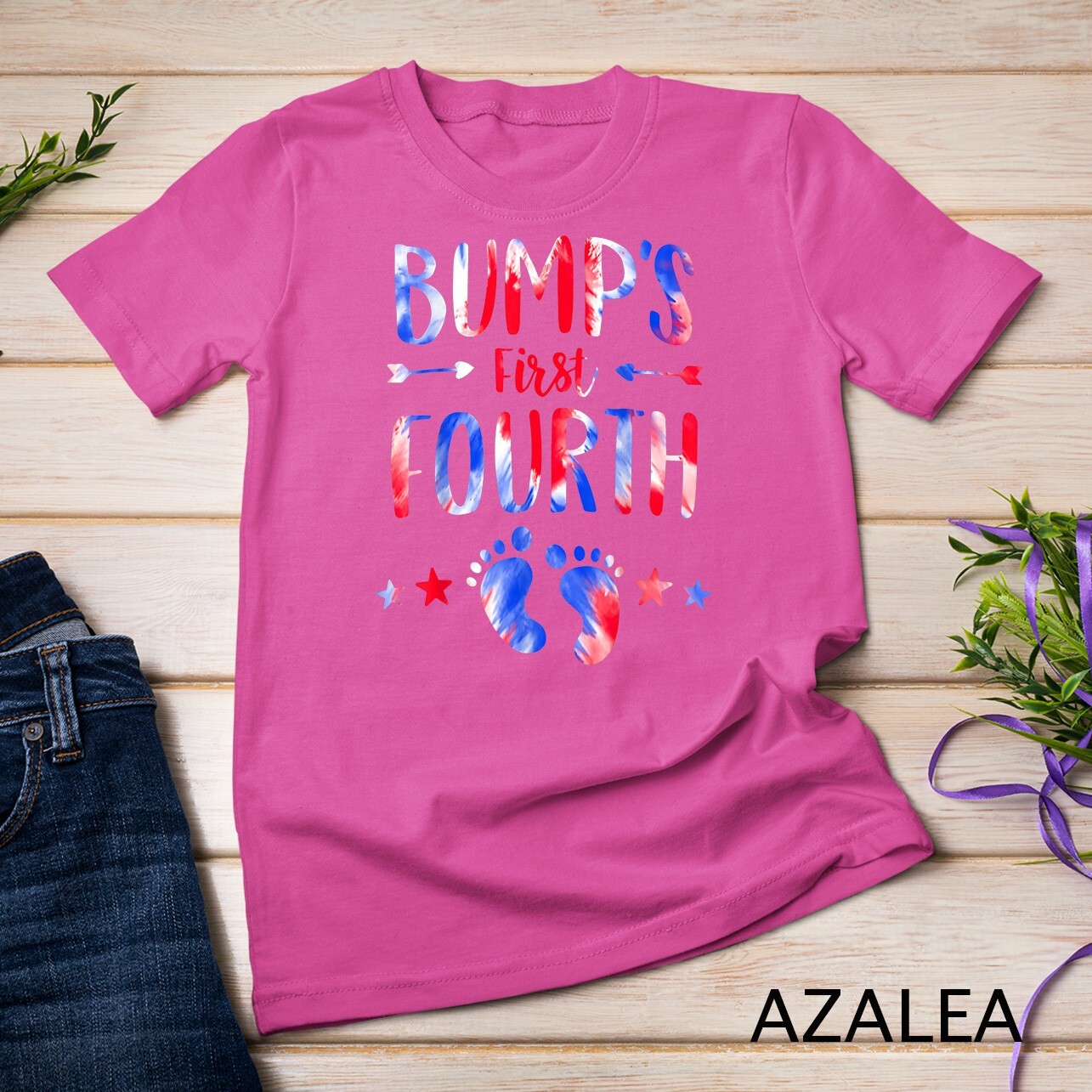 Bump’s First 4th Of July Pregnancy Independence Day Tie Dye Unisex T-shirt
