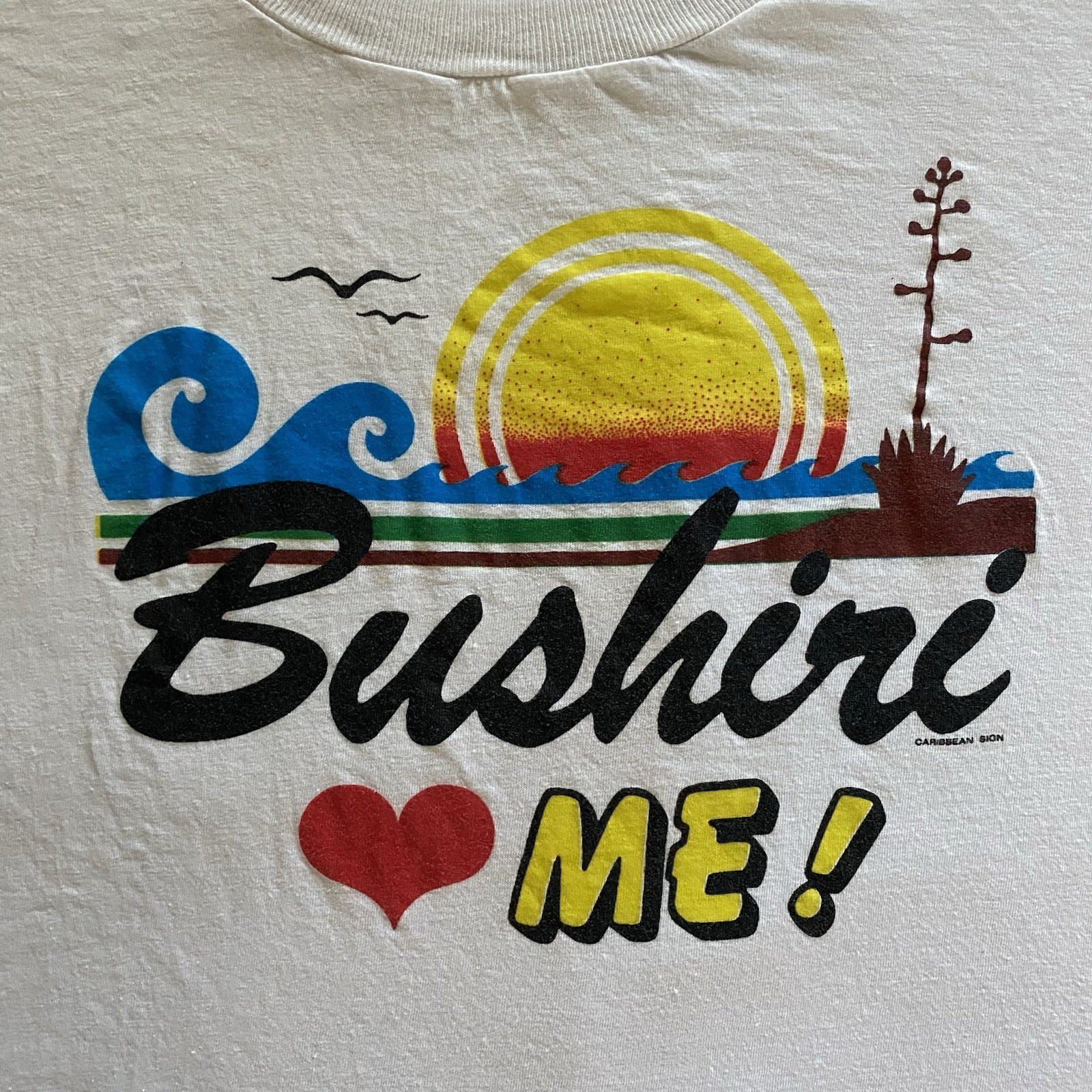 Vintage 1990s Bushiri Beach Resort Aruba T Shirt Adult Size Medium White 90s