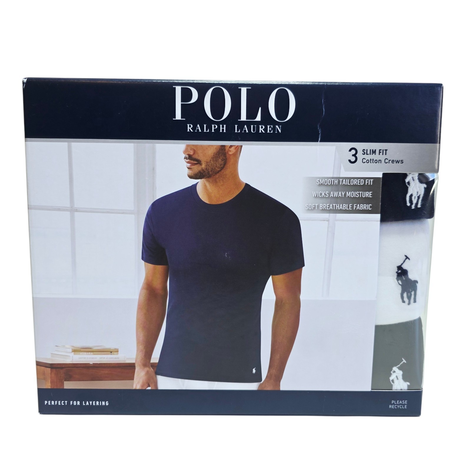 Polo Ralph Lauren Slim Fit Crew Neck T Shirt 3 Pack Mens XL NIB