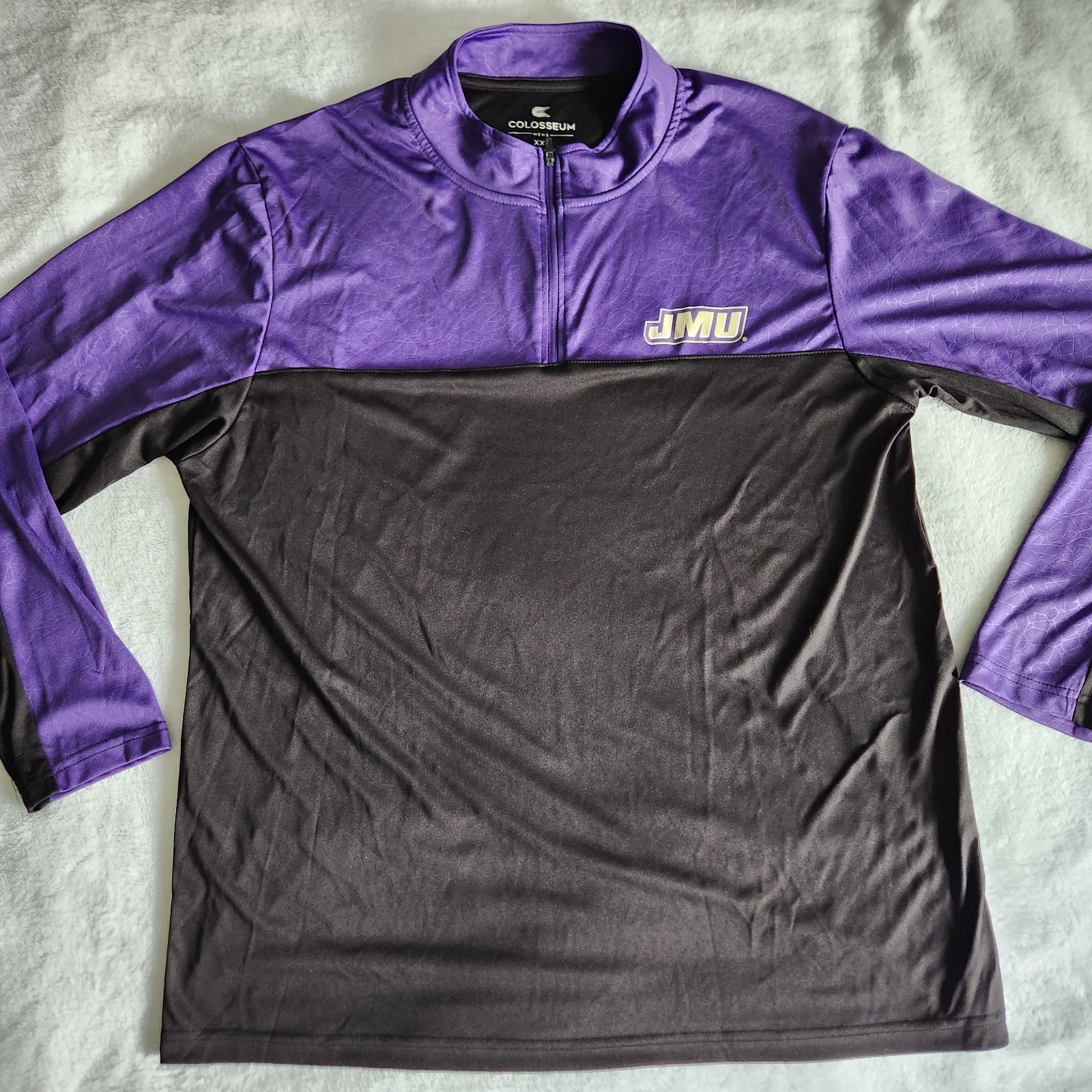 JMU Dukes 2XL Pullover Shirt Long Sleeve XXL Purple Black Colosseum Men&rsquo;s