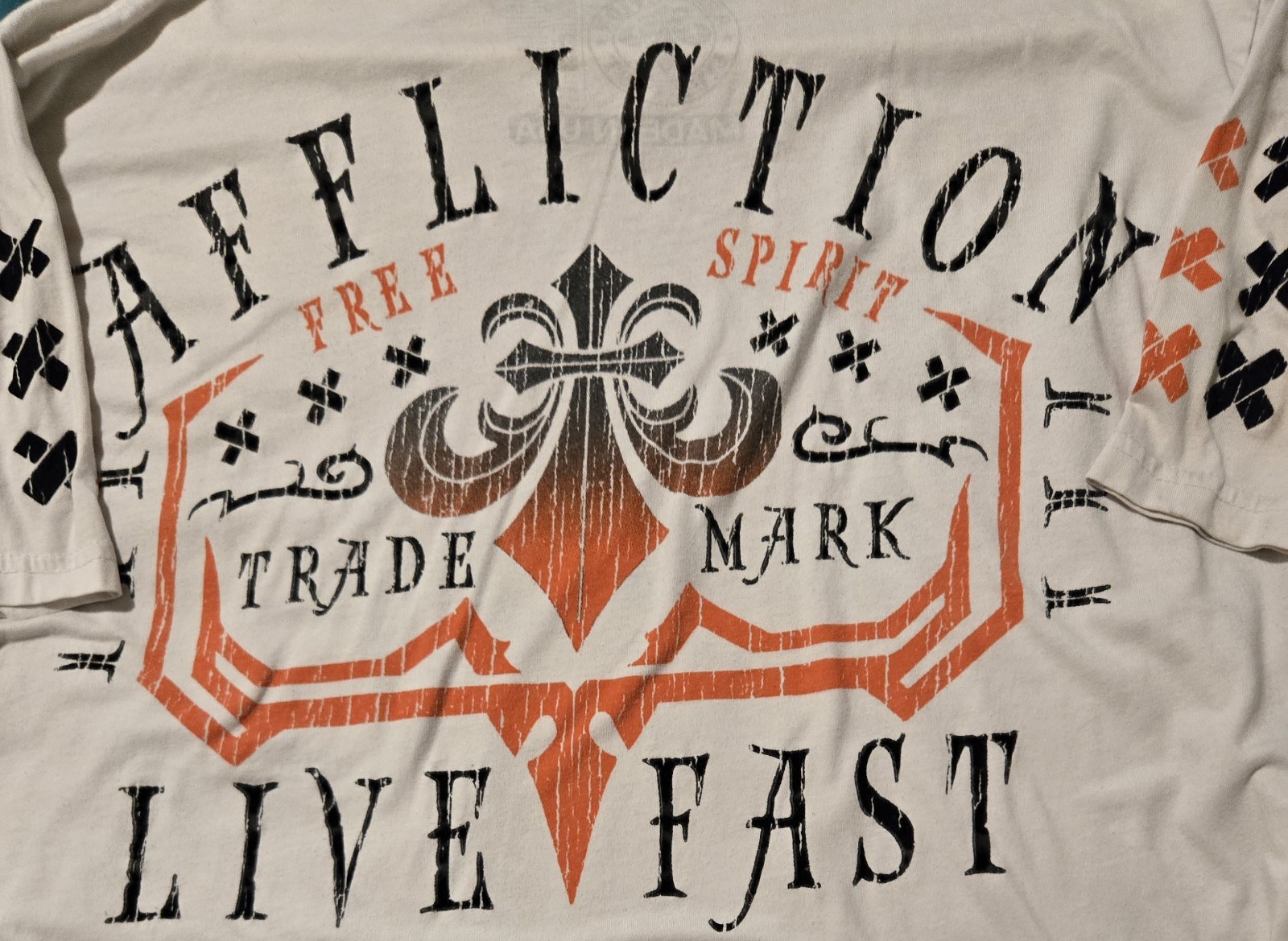 Affliction Men&rsquo;s 2XL Live Fast Graphic Print Cotton T-Shirt SS Crew White