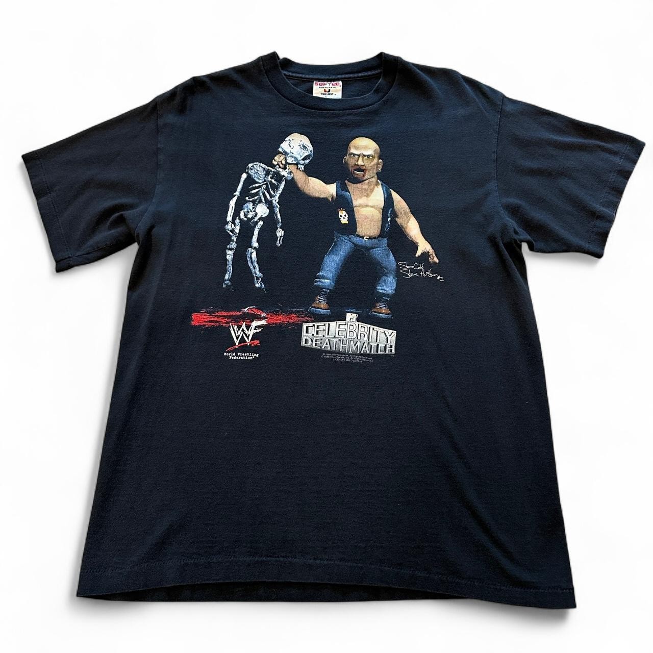 Vtg Stone Cold Celebrity Death Match T Shirt L Black 90s WWF Wrestling Tee WWE