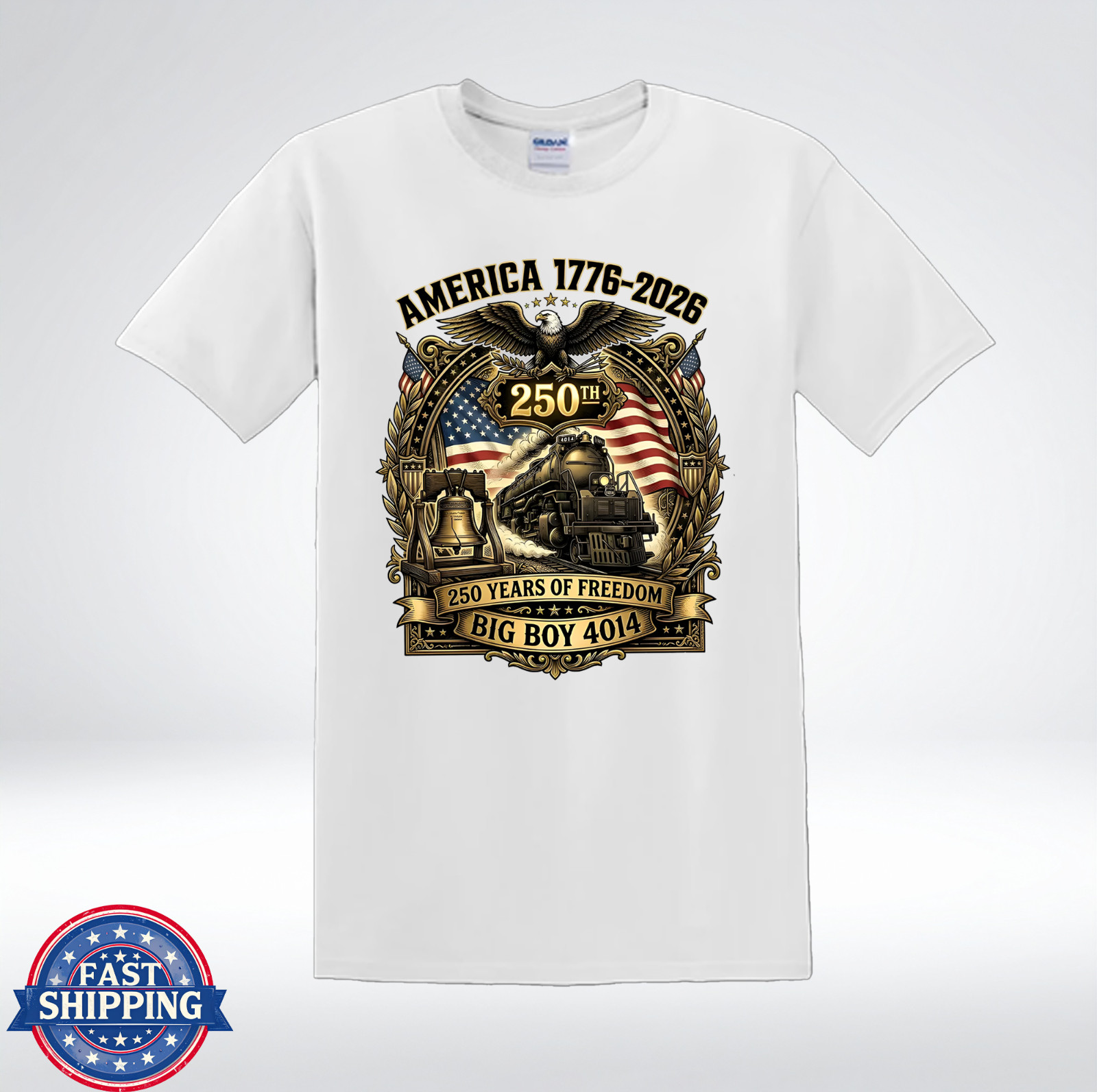 Patriotic Big Boy 4014 Steam Train Graphic T-Shirt