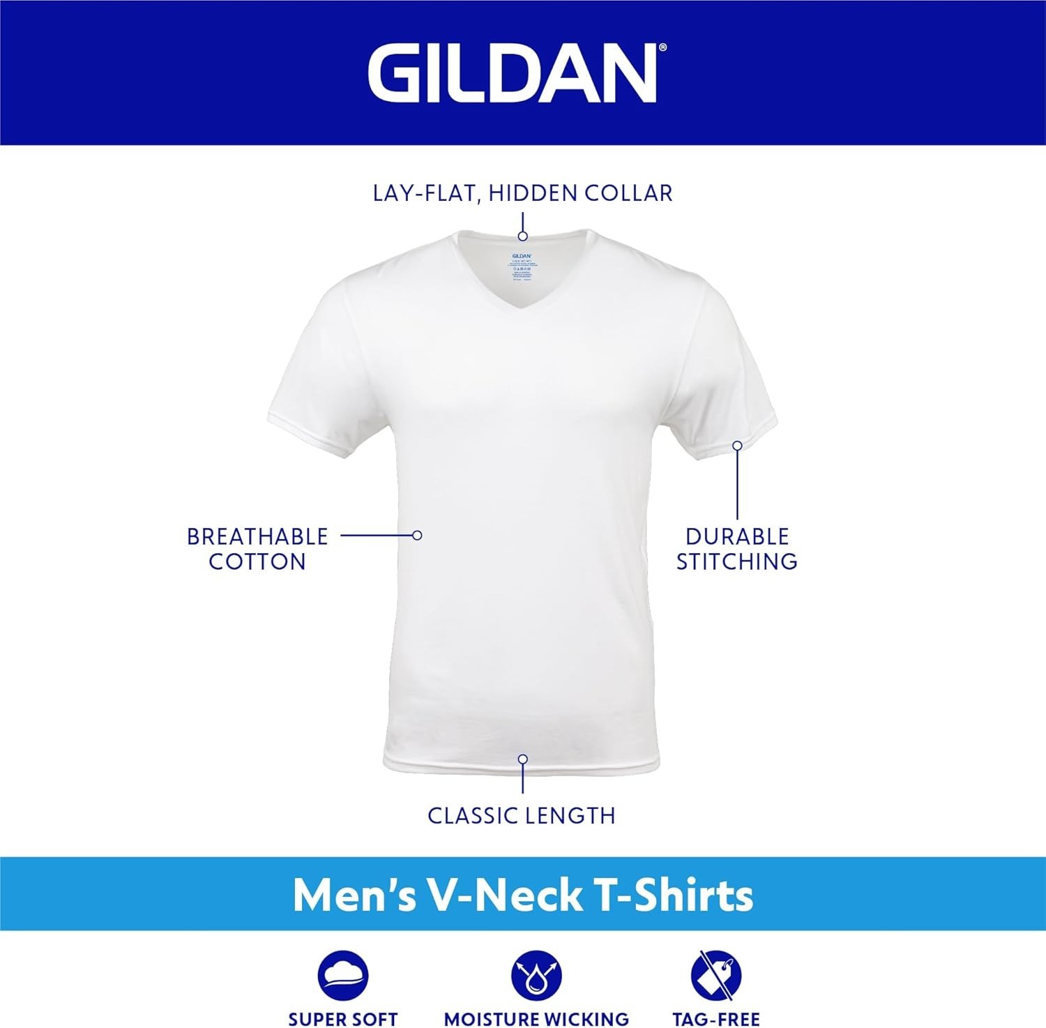 Gildan Adult Men&rsquo;s Short Sleeve V-Neck Assorted Color T-Shirt, 5-Pack, Sizes S-2
