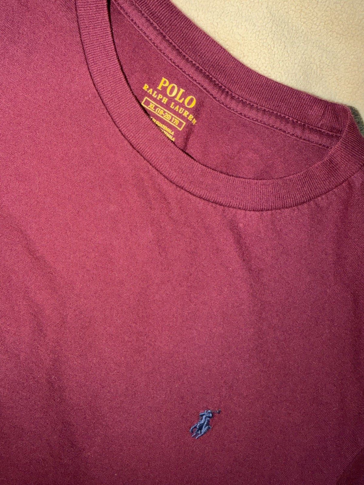 Polo Ralph Lauren youth maroon Solid Logo Cotton Knit Long Sleeve Tee XL